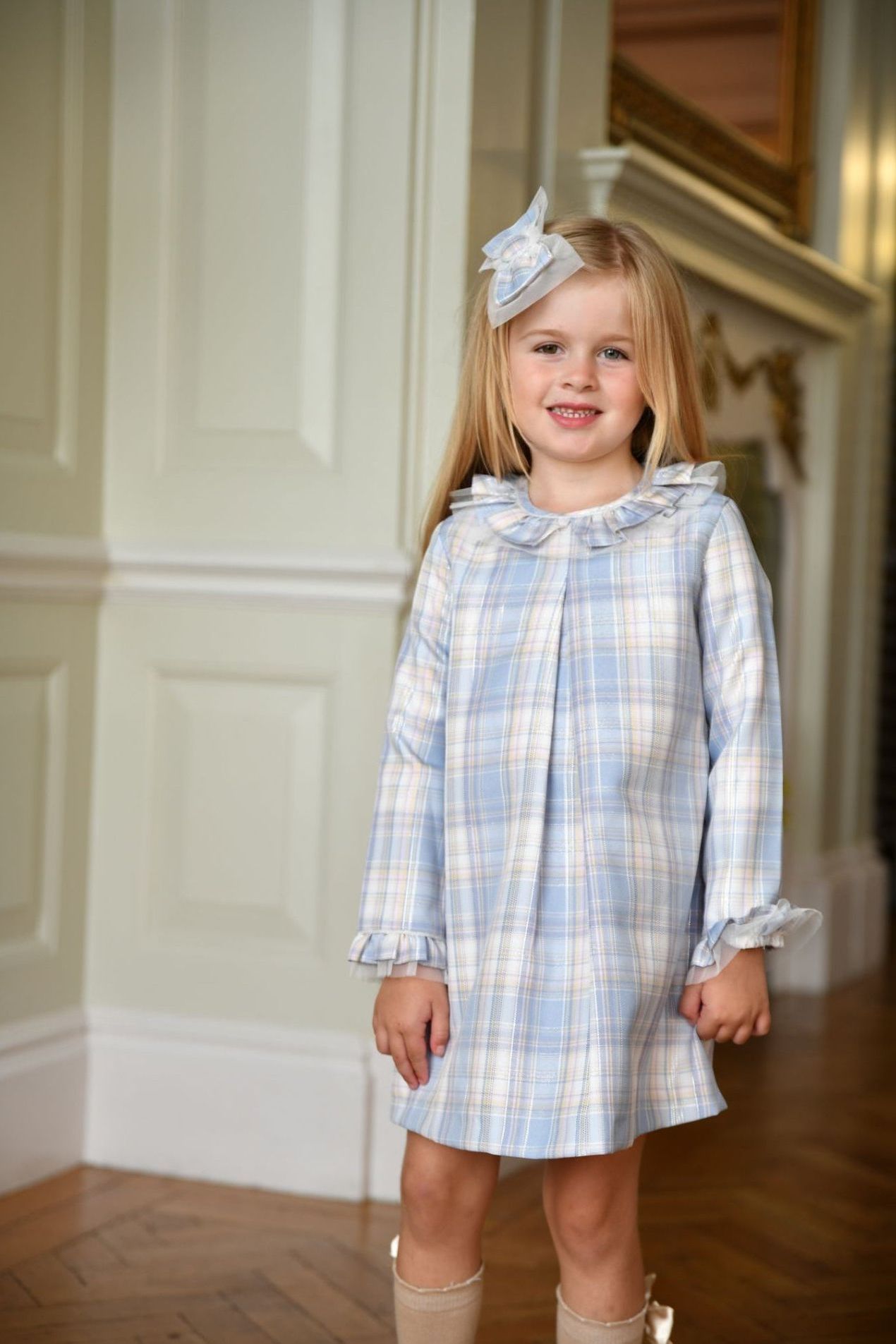 AW24 Babine Girls Blue & Silver Aline Dress Dainty Delilah