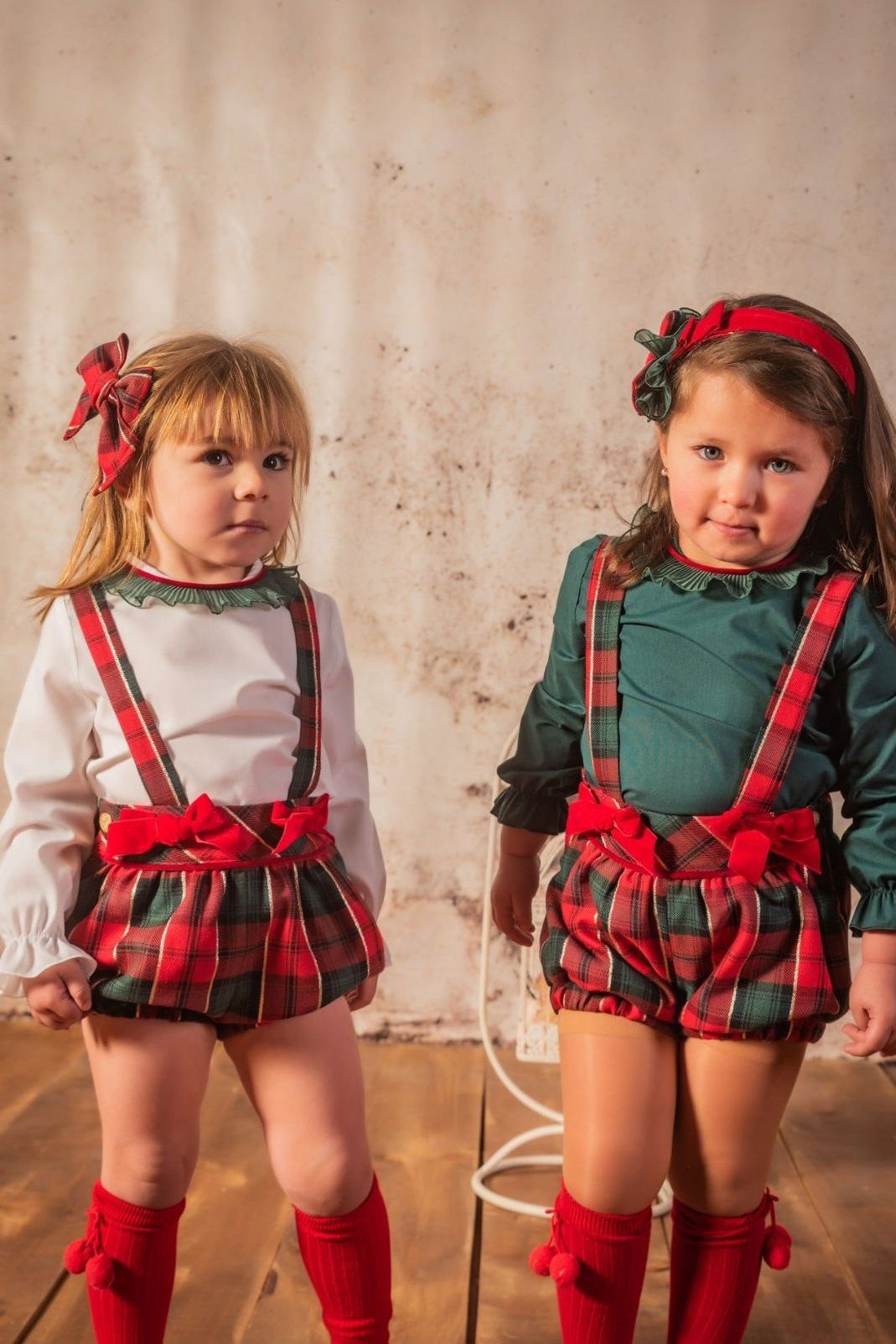 AW24 Babine Girls Christmas Tartan Romper Set Dainty Delilah