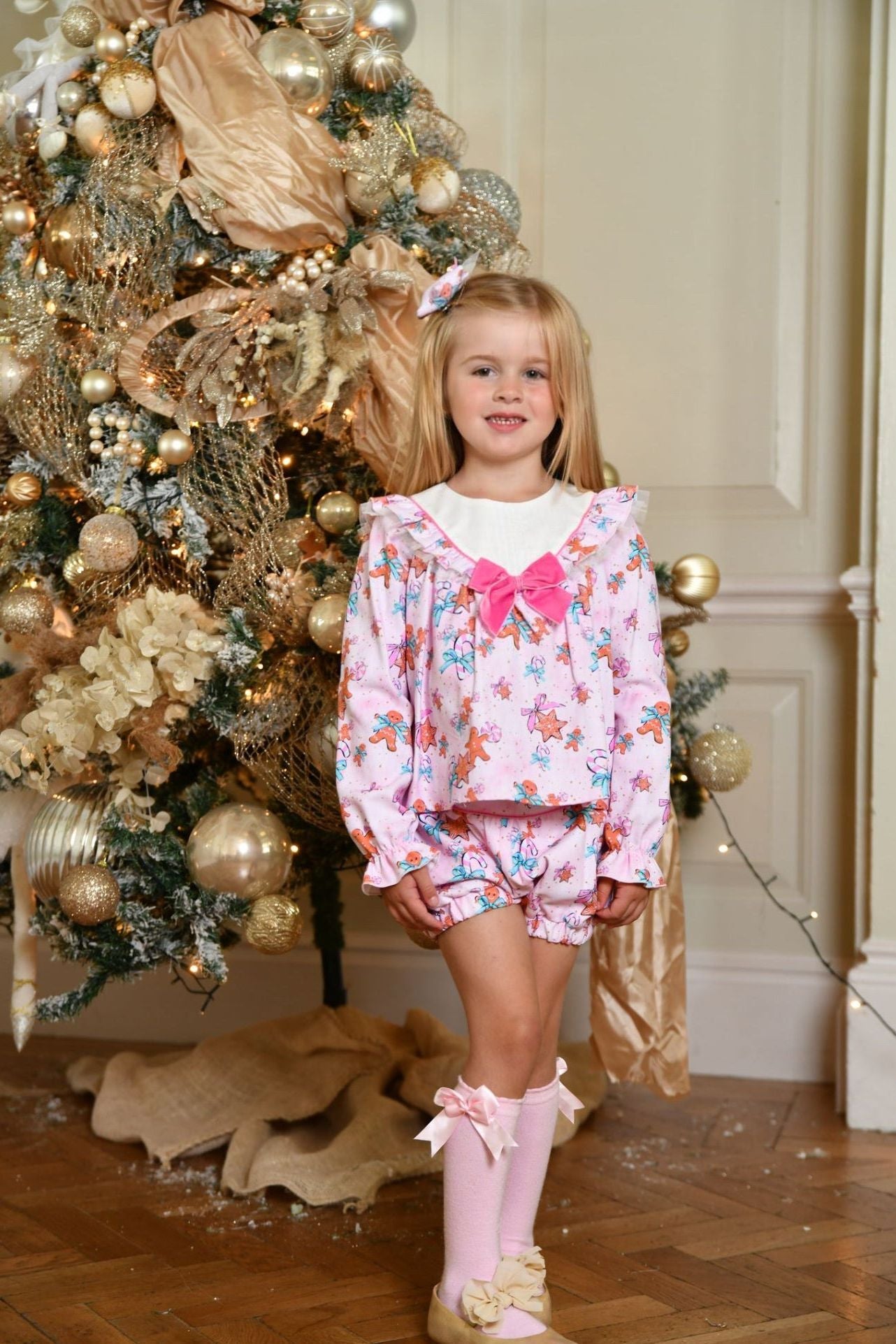 AW24 Babine Girls Pink Gingerbread Short Set Dainty Delilah