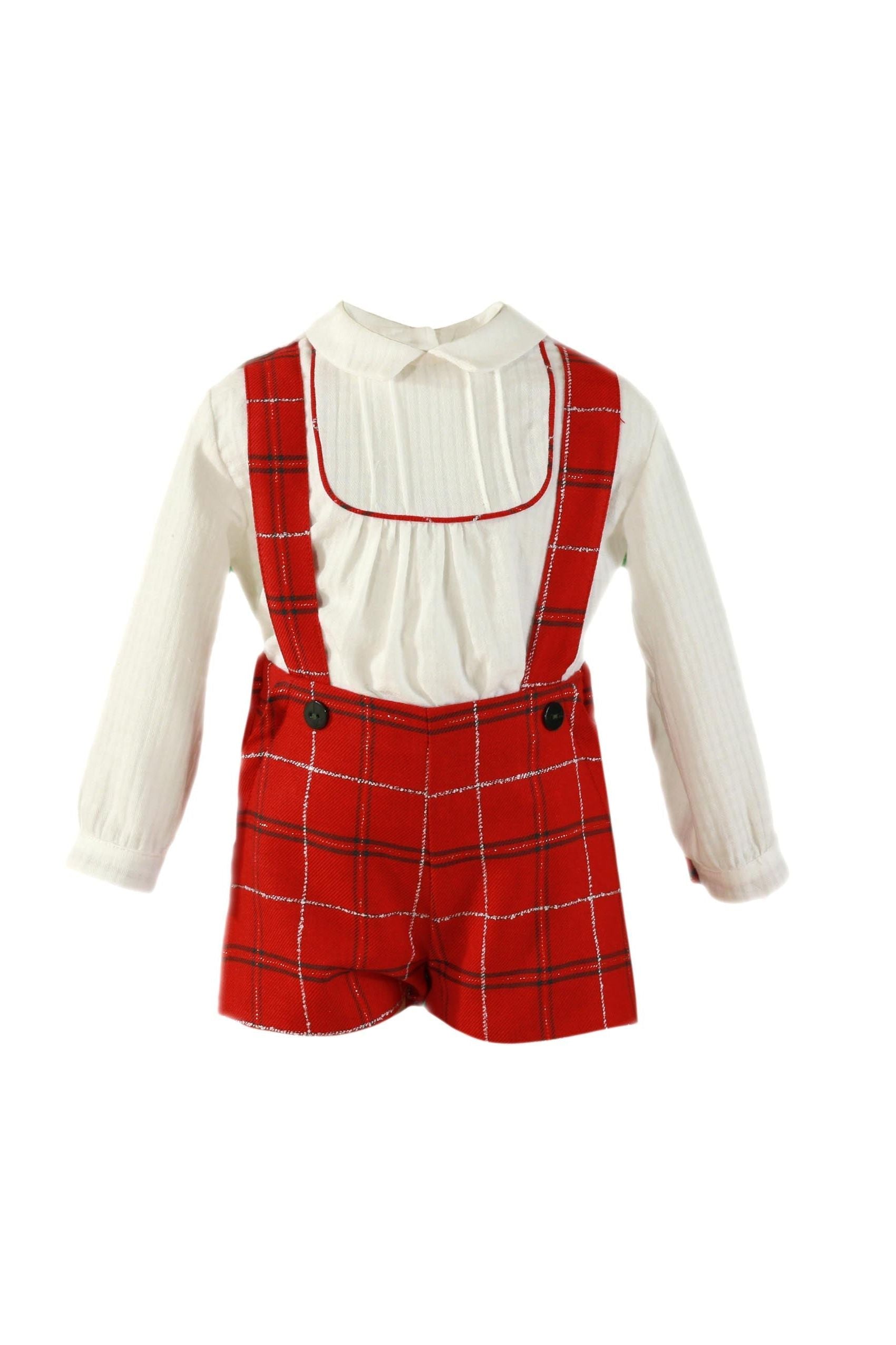 AW24 Miranda Baby Boys Red Check H Bar Set 130 Dainty Delilah