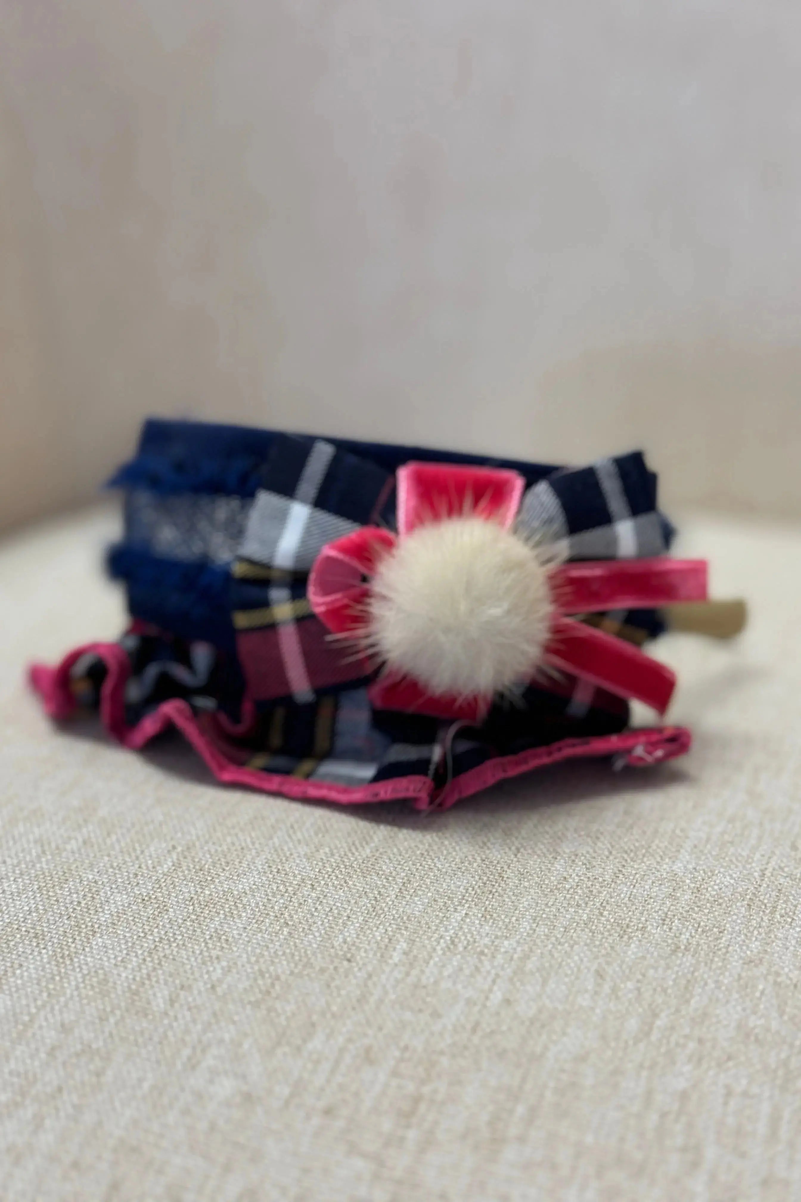AW24 Miranda Navy Check Headband Dainty Delilah