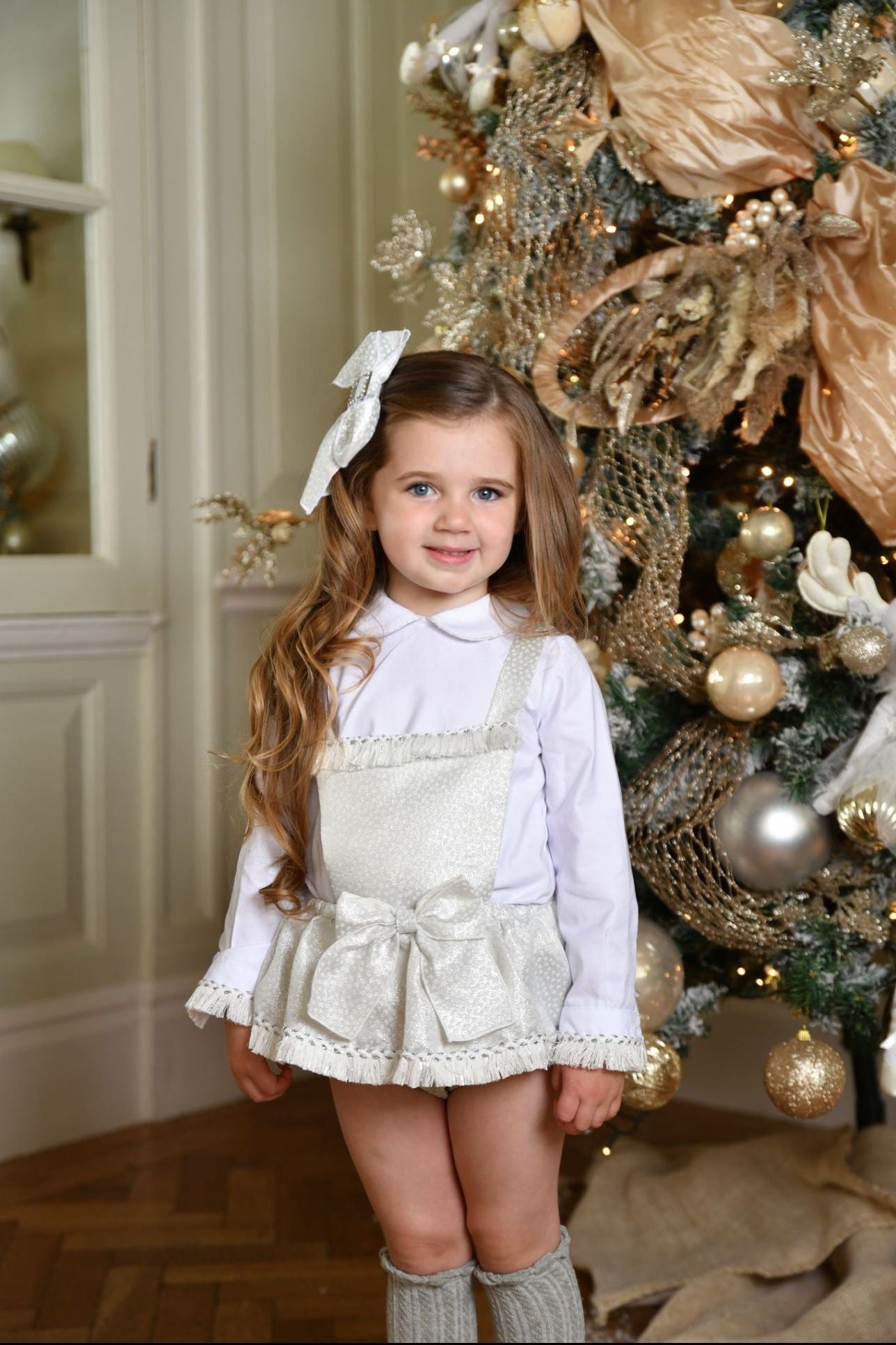 AW24 Naxos Baby Girls Silver Croc Romper Set Dainty Delilah