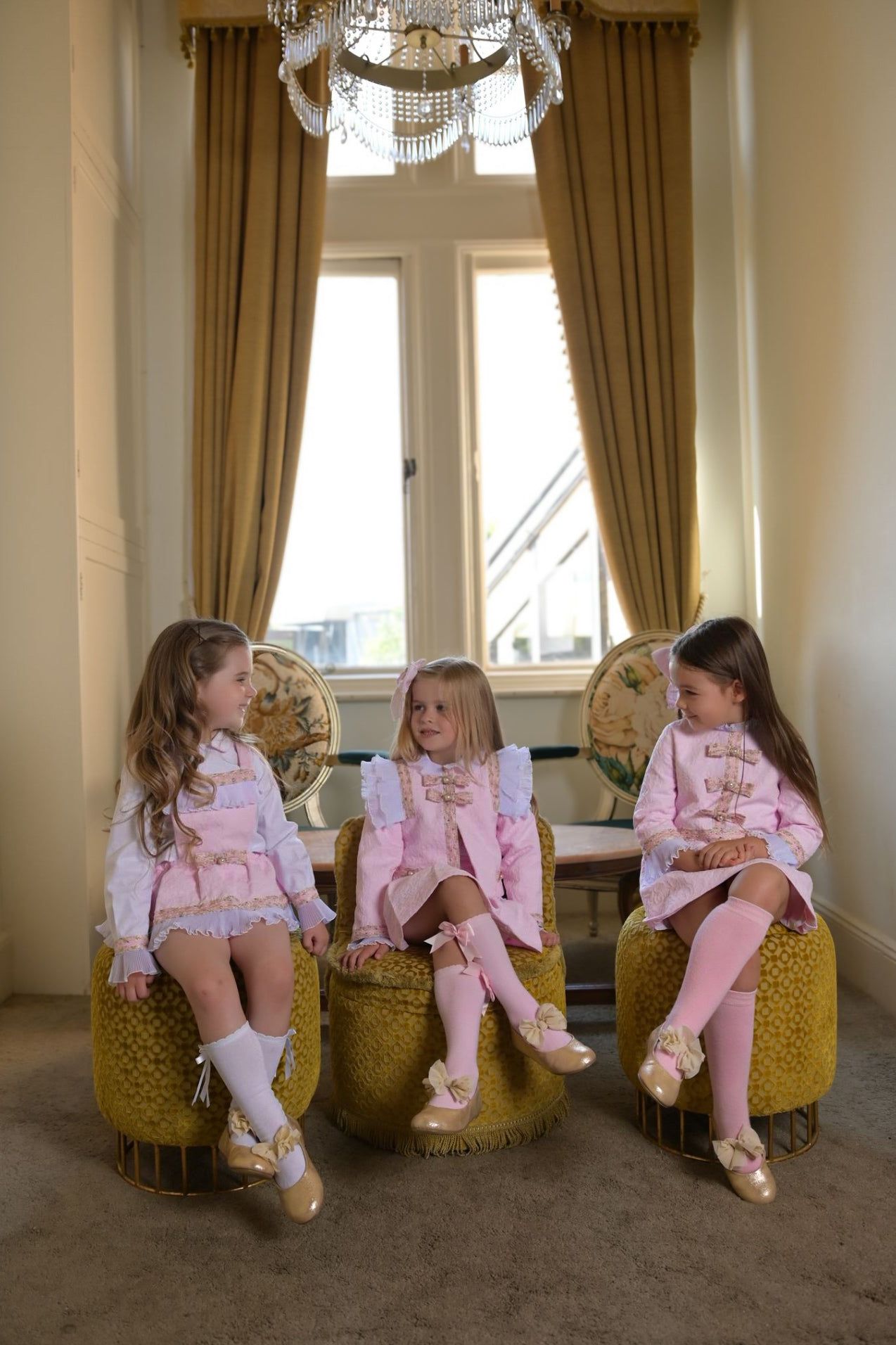 AW24 Naxos Girls Pink Damask Dress Dainty Delilah