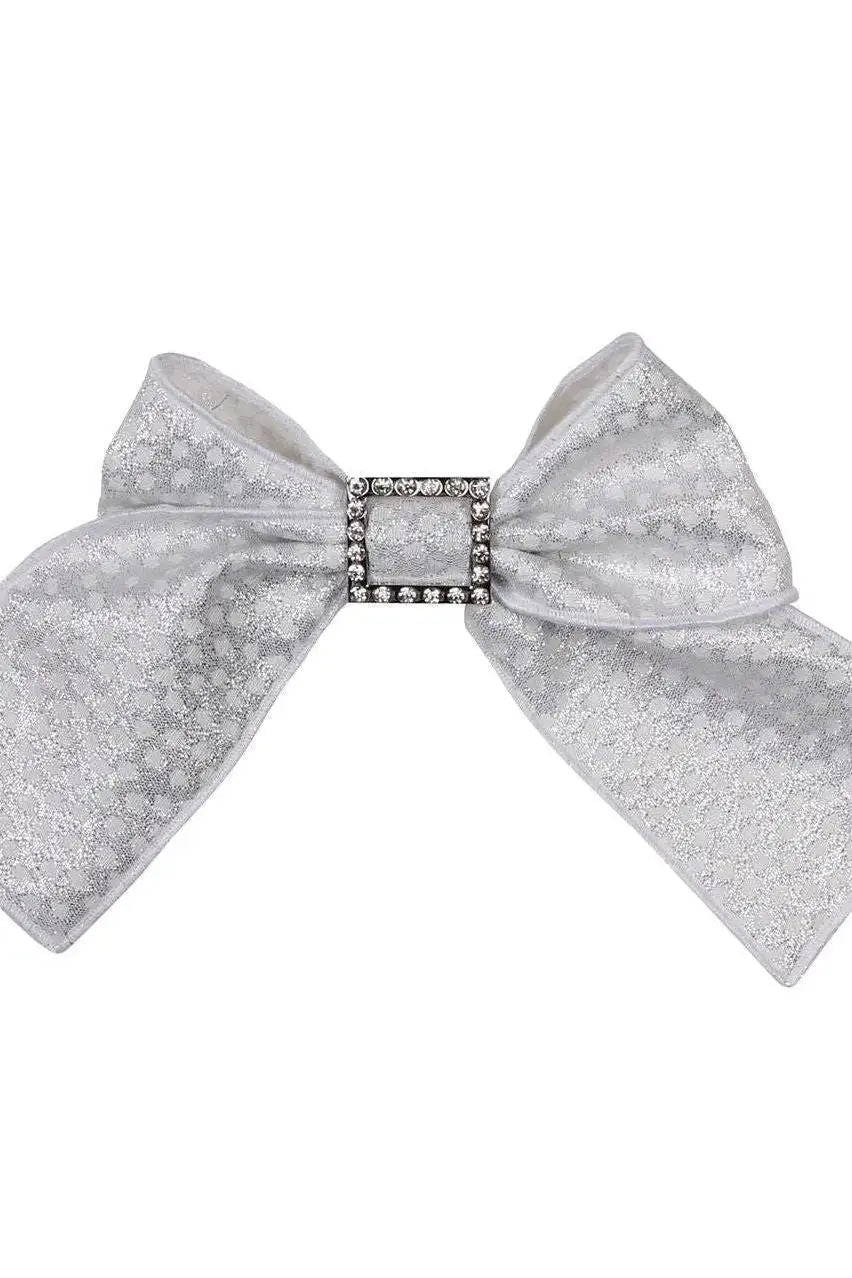 AW24 Naxos Girls Silver Croc Hair Bow Dainty Delilah