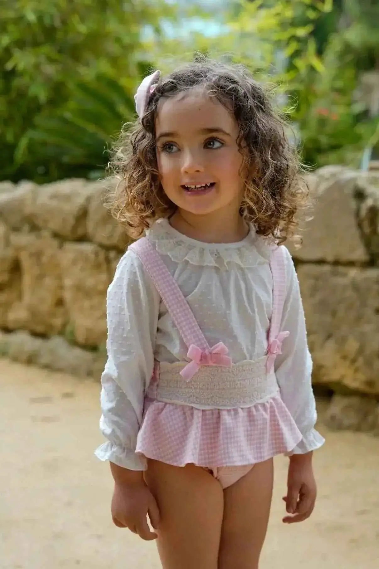 AW25 Babine Girls Pink Gingham Jam Pant Set