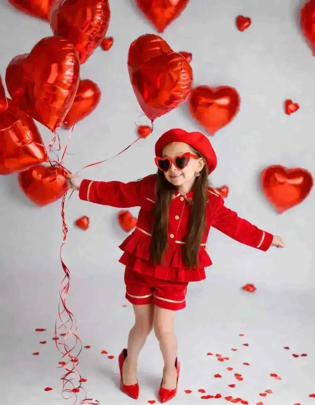 AW25 Babine Girls Red Velvet Blazer Set