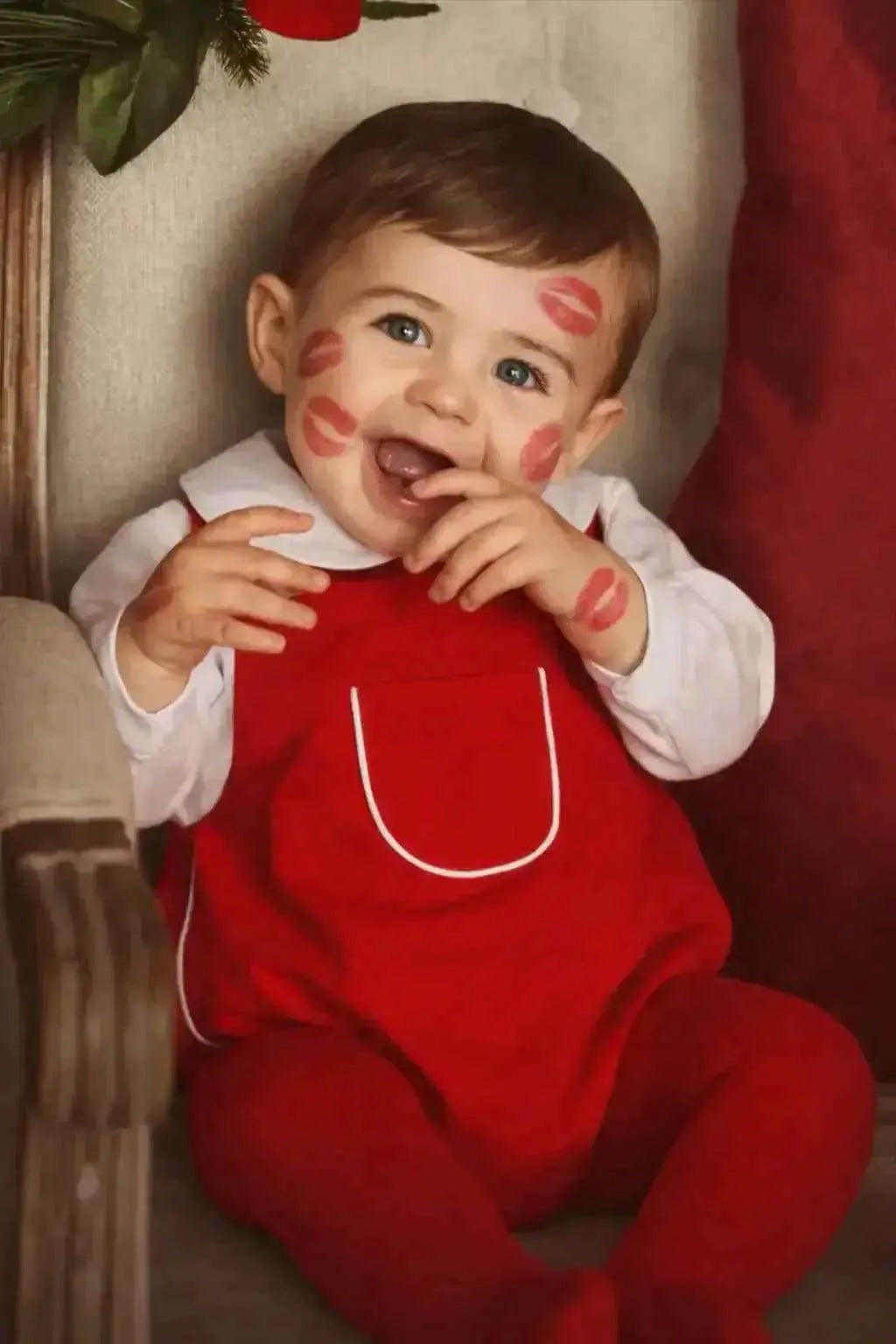 AW25 Baby Boys Red Christmas H Bar Romper