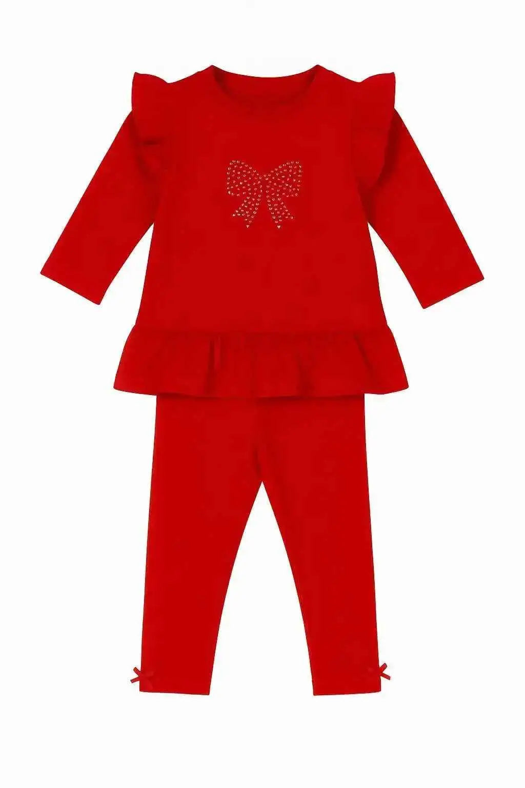 AW25 Girls Red Diamanté Bow Tracksuit