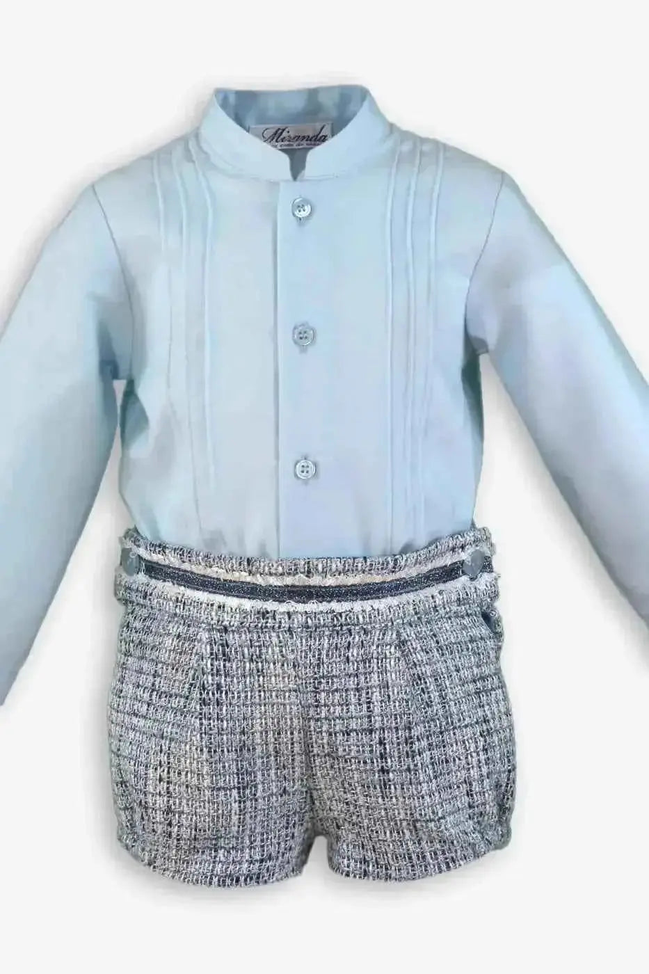 AW25 Miranda Boys Blue Tweed Shirt & Short Set