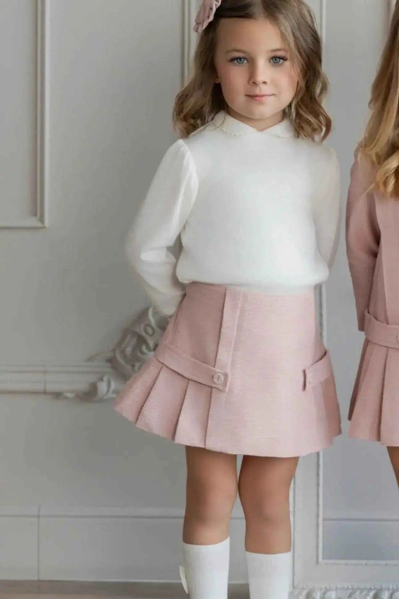 AW25 Miranda Girls Cream & Pink Skirt Set