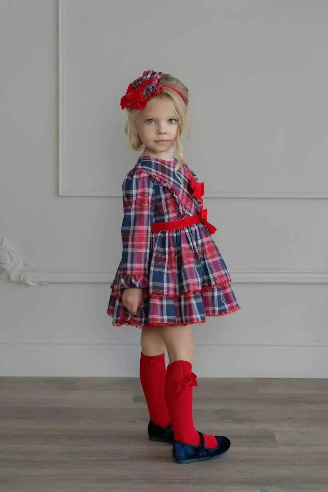 AW25 Miranda Girls Red Check Dress - Stylish & Comfortable Kids Fashion