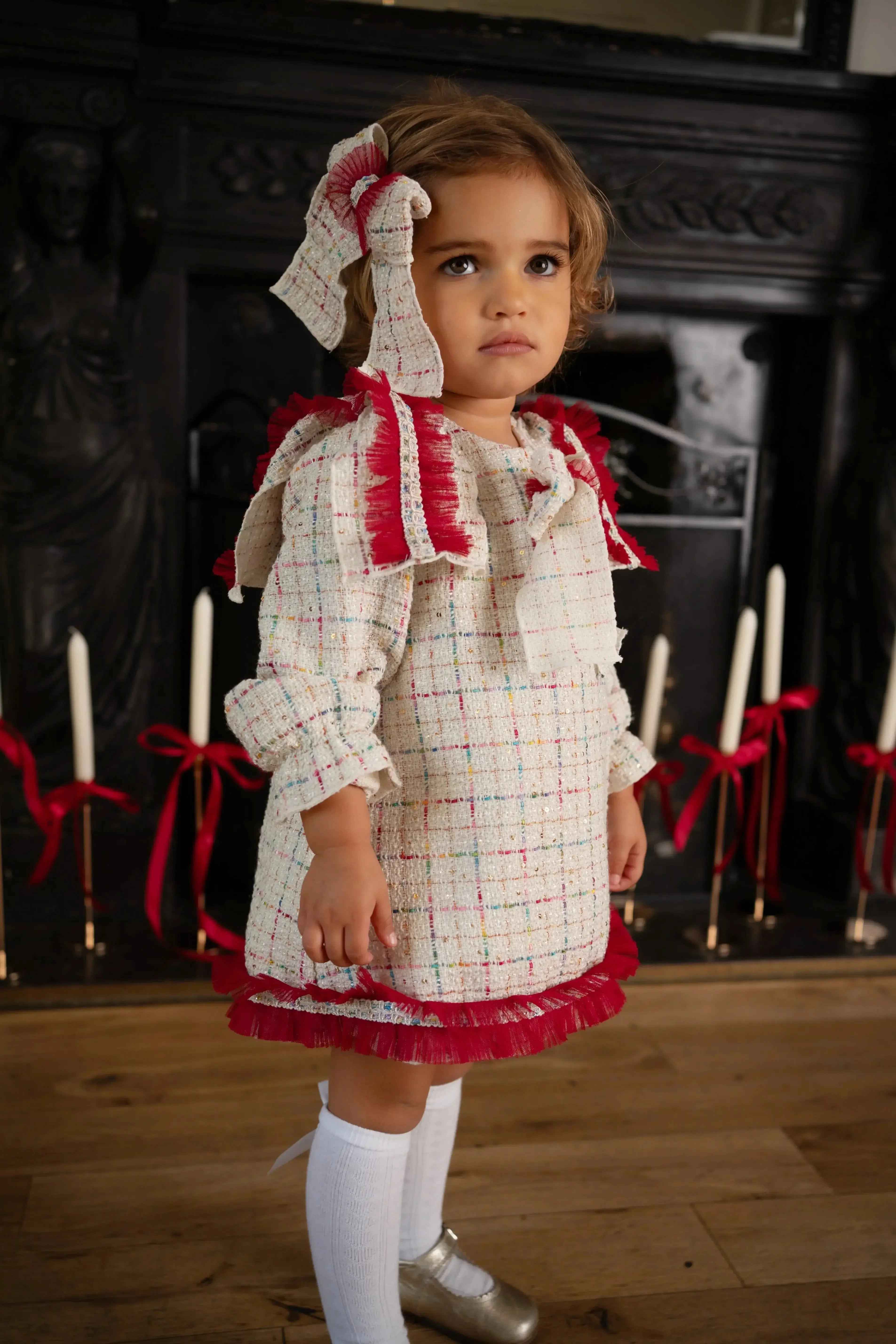 AW25 Naxos Baby Girls Multi Tweed Dress