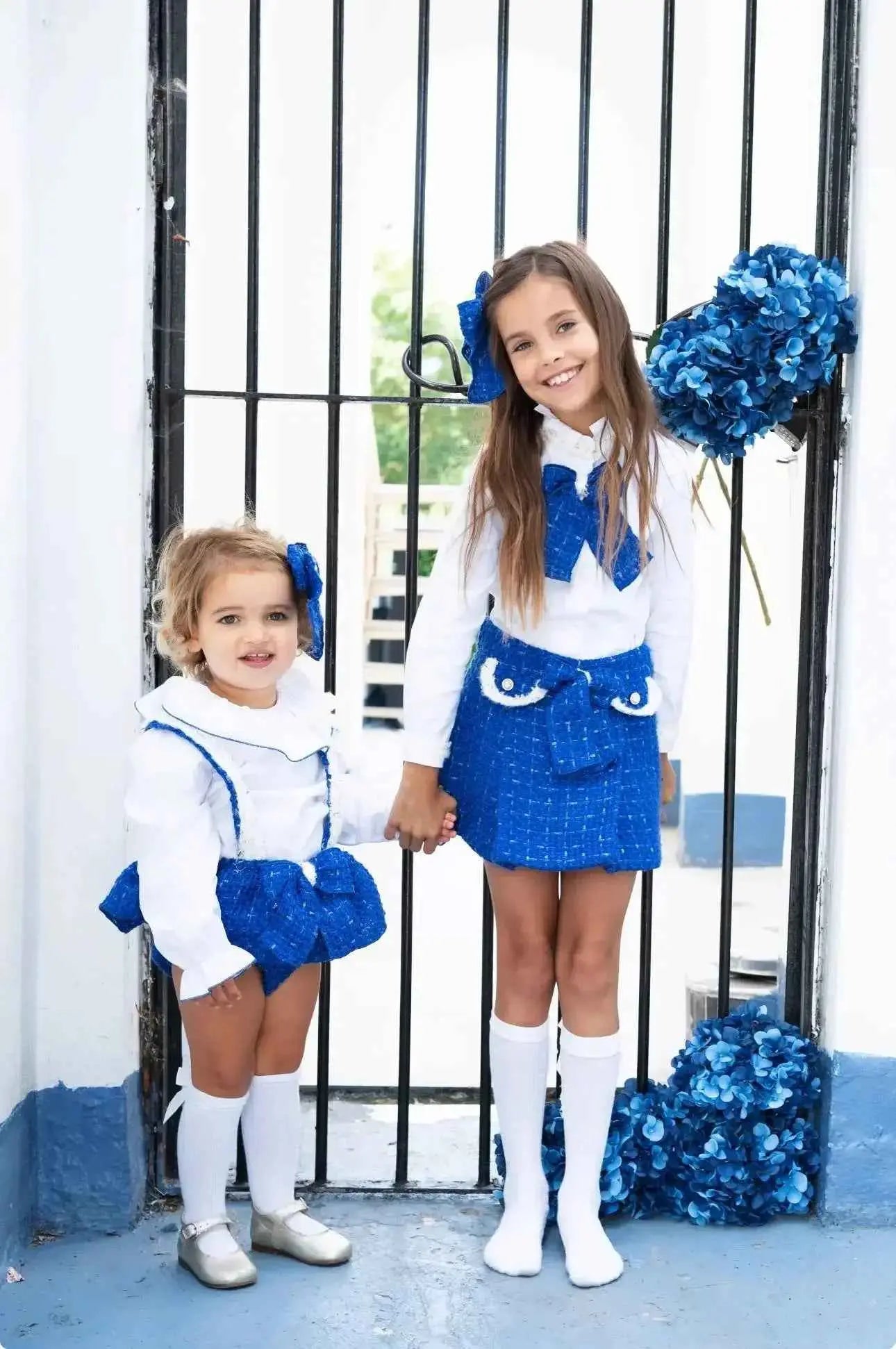 AW25 Naxos Girls Royal Blue Tweed Blazer & Skirt Set