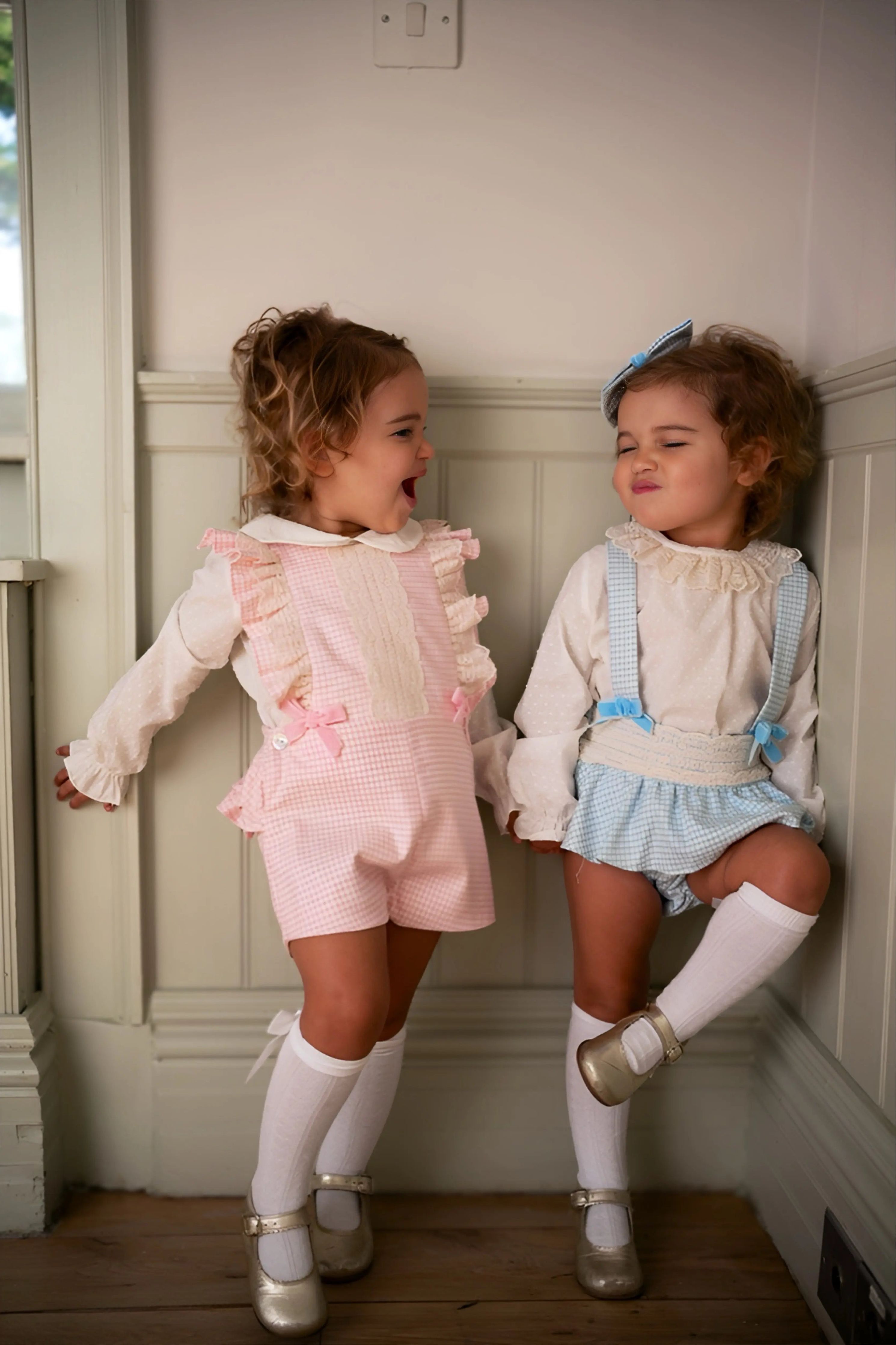 AW25 Babine Girls Blue Gingham Jam Pant Set Babine