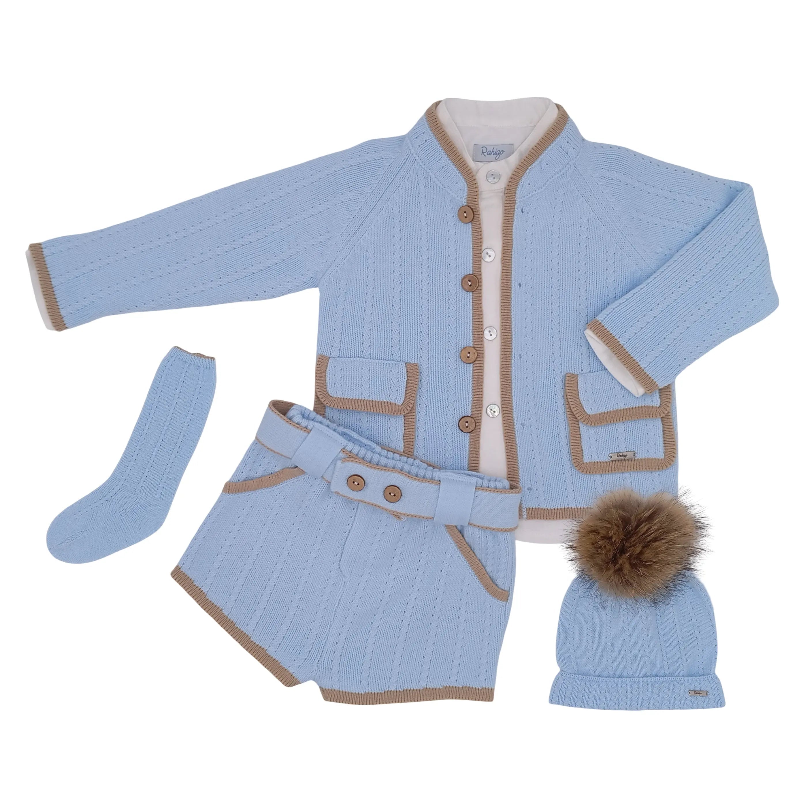 AW25 Rahigo Baby Blue & Camel Boys 5p Set Rahigo Moda Infantil