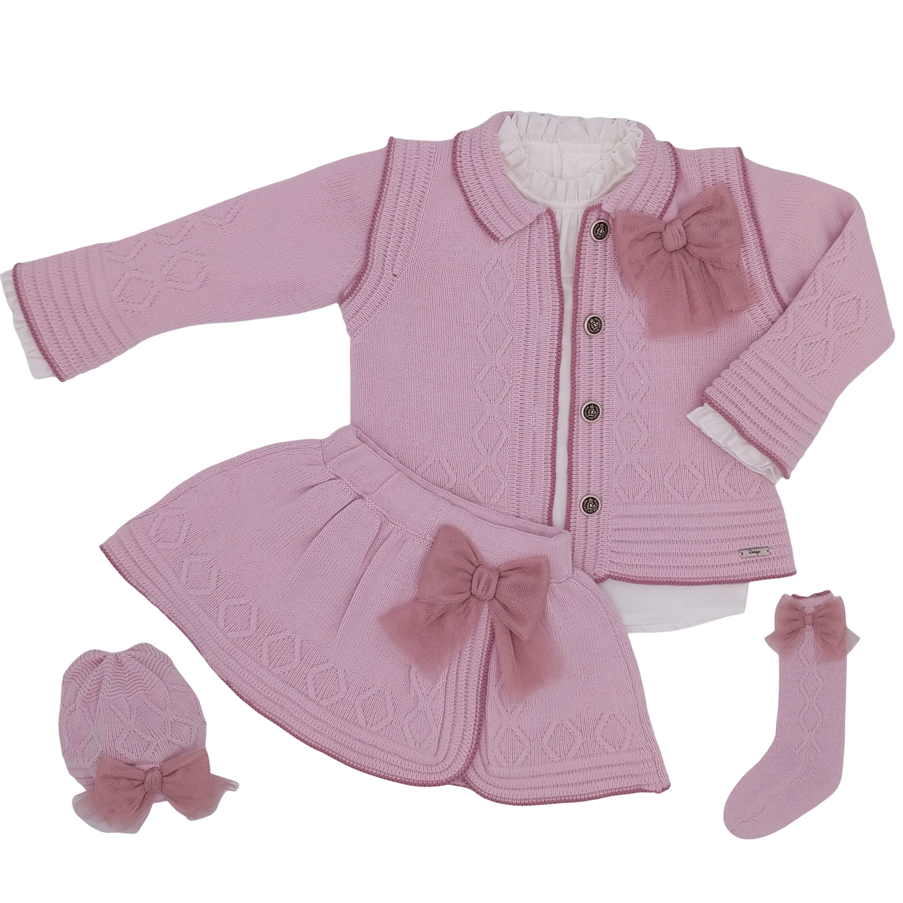 AW25 Rahigo Pink Girls Set, Socks & Beret Hat Rahigo Moda Infantil