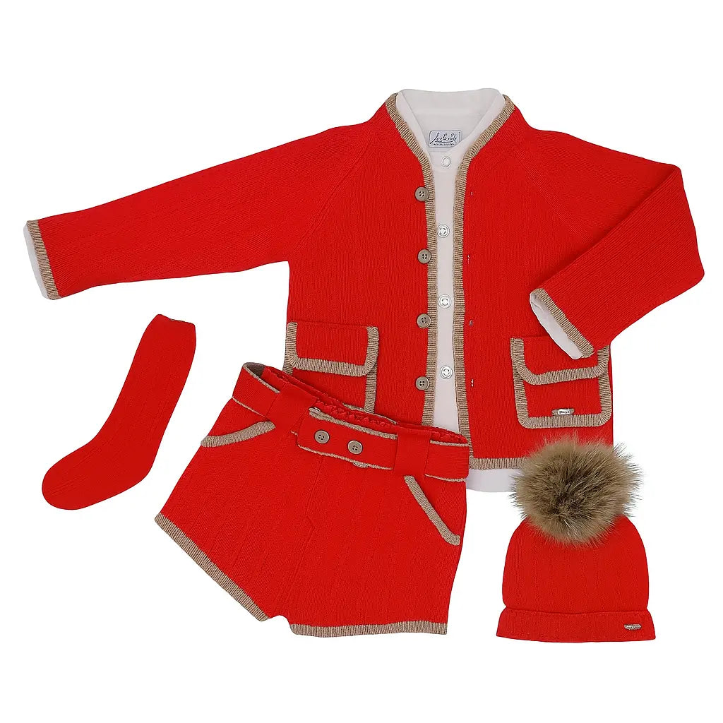 AW25 Rahigo Red & Camel Boys 5p Set Rahigo Moda Infantil