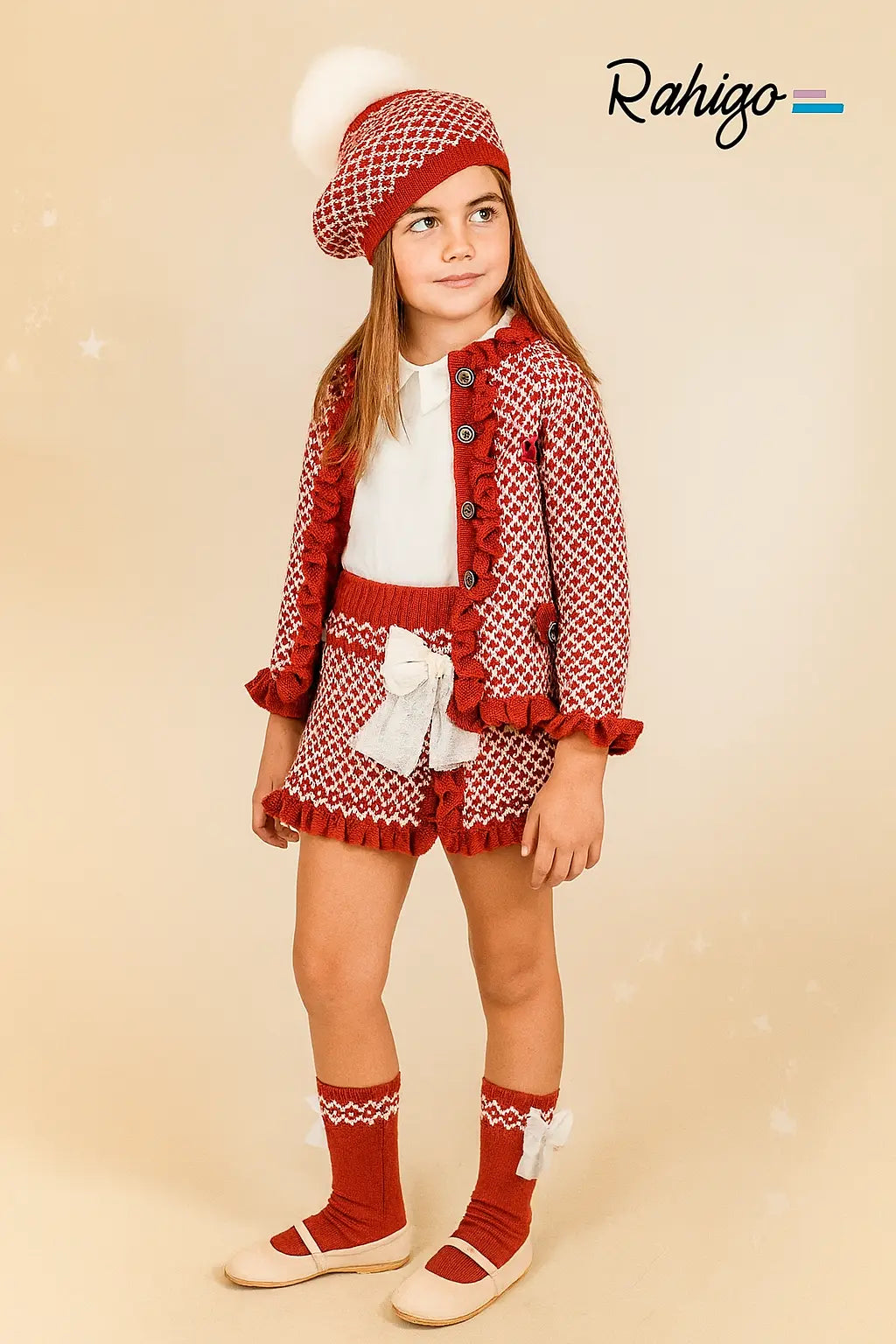 AW25 Rahigo Red Set, Socks & Beret Hat Rahigo Moda Infantil