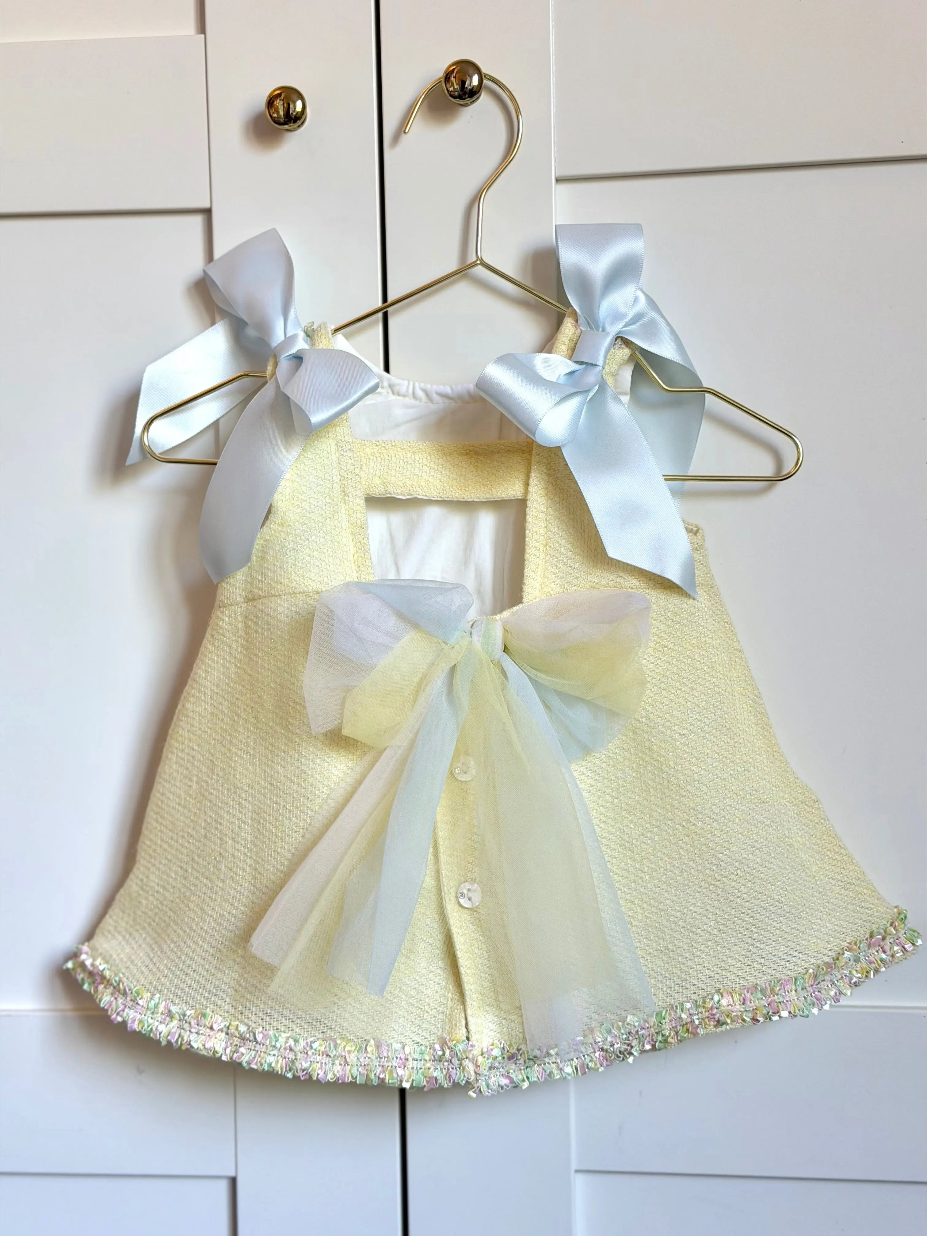SS26 Baby Girls Lemon Open Back Tulle Dress Dainty Delilah