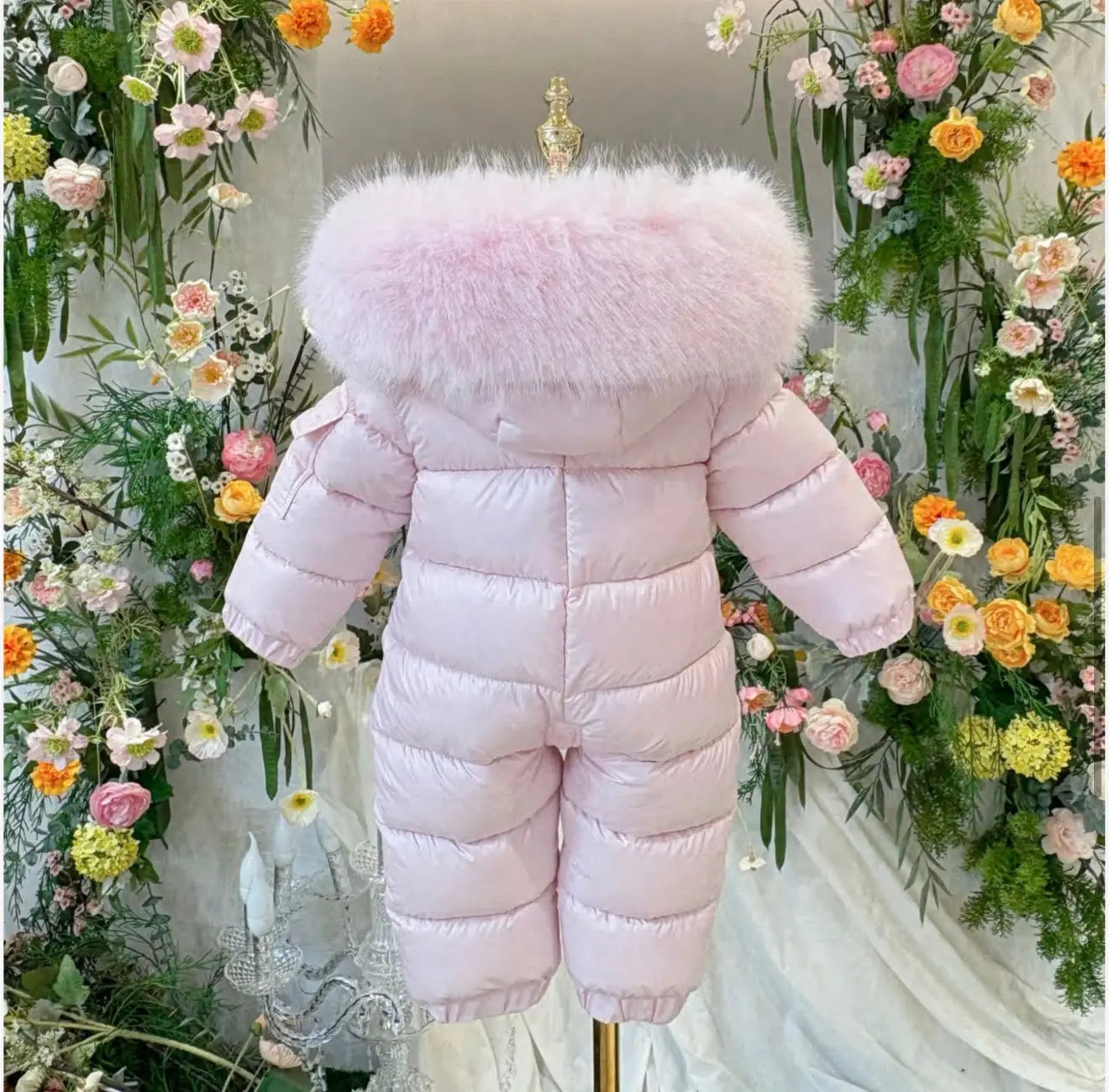 Baby Pink Detachable Fur & Skirt Snowsuit - Pre Order Dainty Delilah