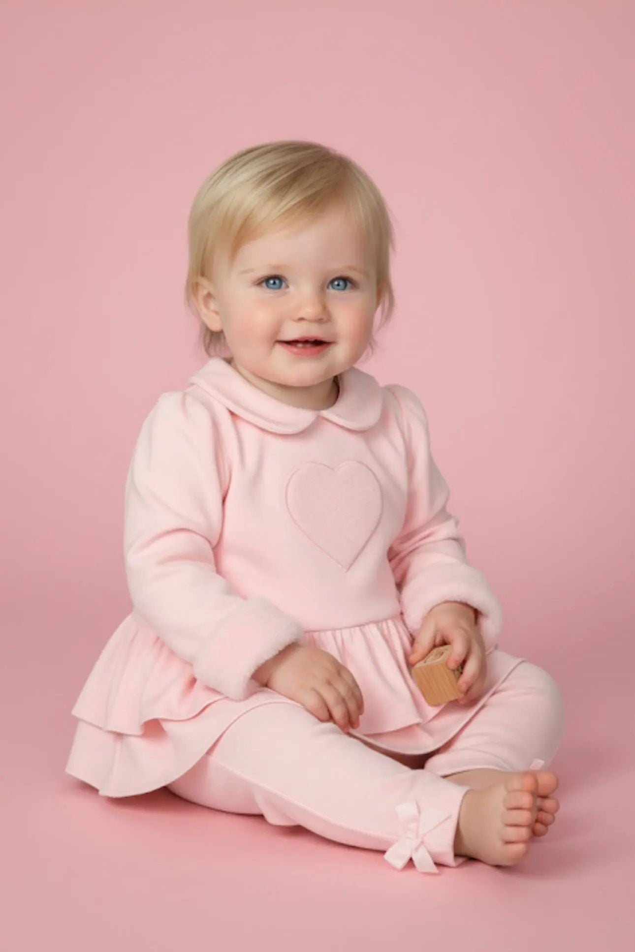 AW25 Girls Pink Fur Cuff Heart Tracksuit Dainty Delilah