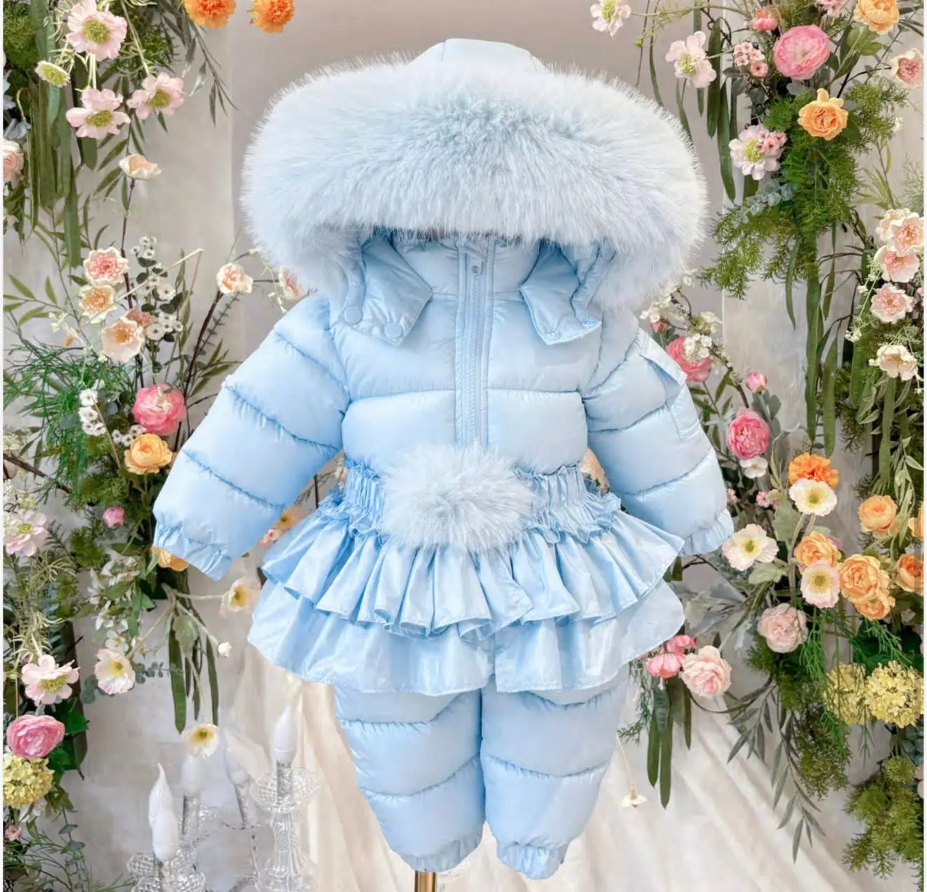 Baby Blue Detachable Skirt ( Unisex ) Snowsuit - Pre Order Dainty Delilah