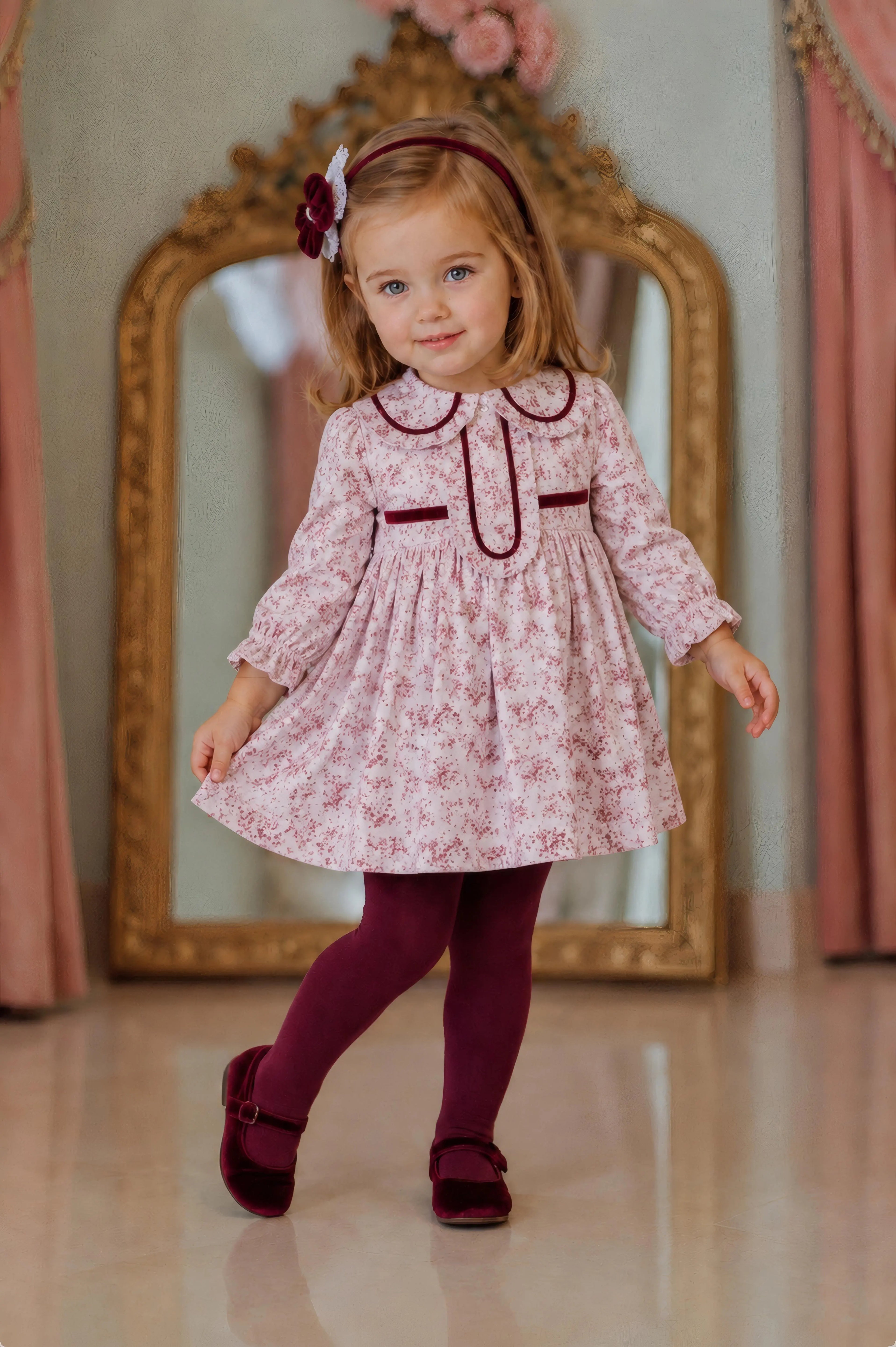 AW26 Miranda Baby Girls Pink Floral Dress Miranda