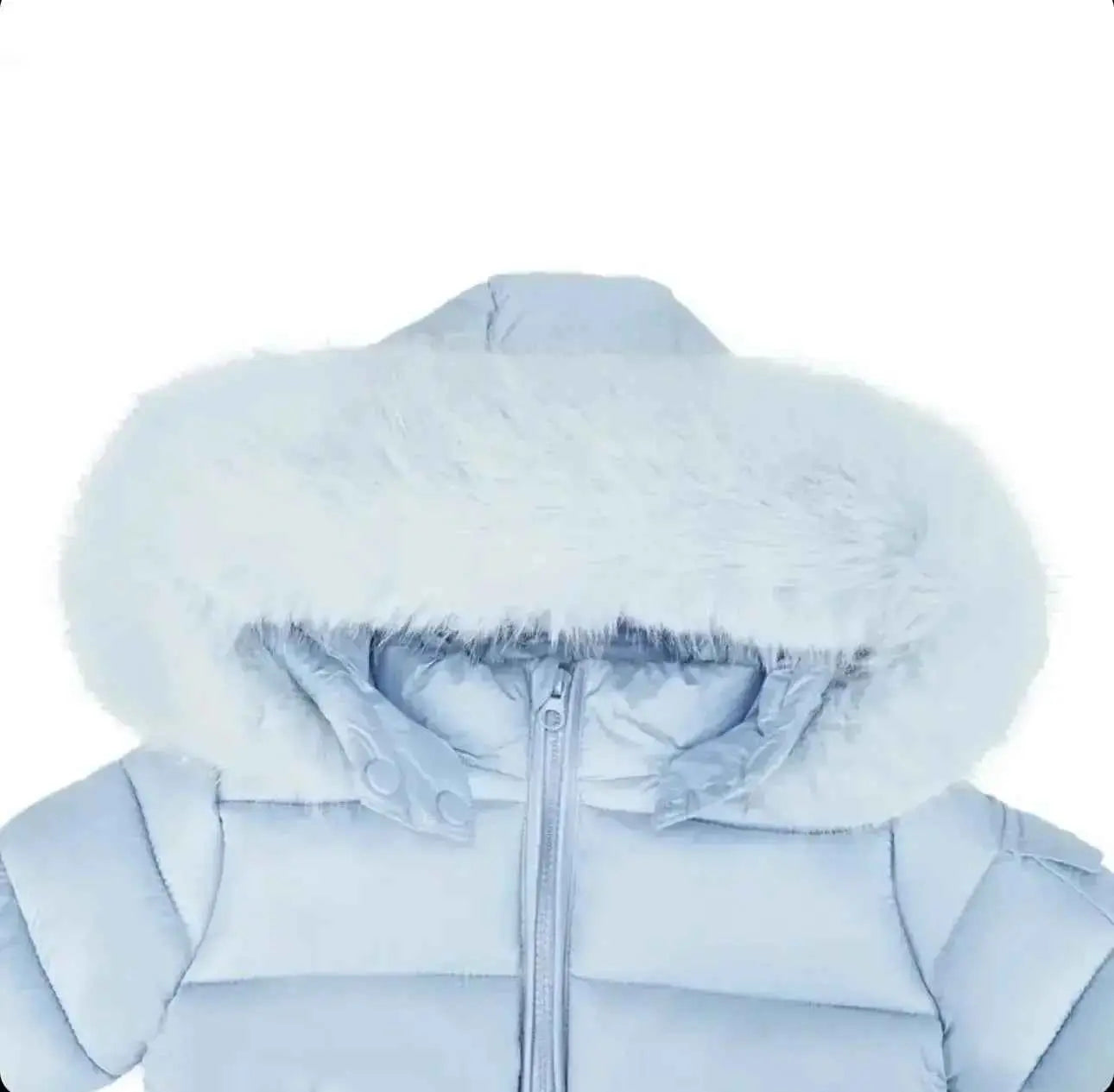 Baby Blue Fur Hood Unisex Coat Upto 12 Years - In Stock