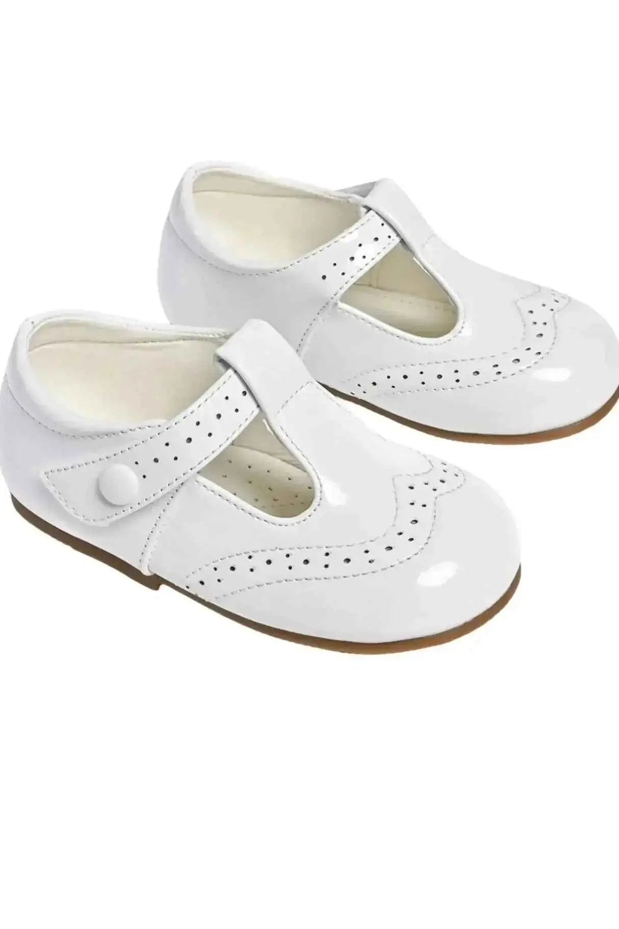Baby Boys Spanish White Patent T Bar Shoes
