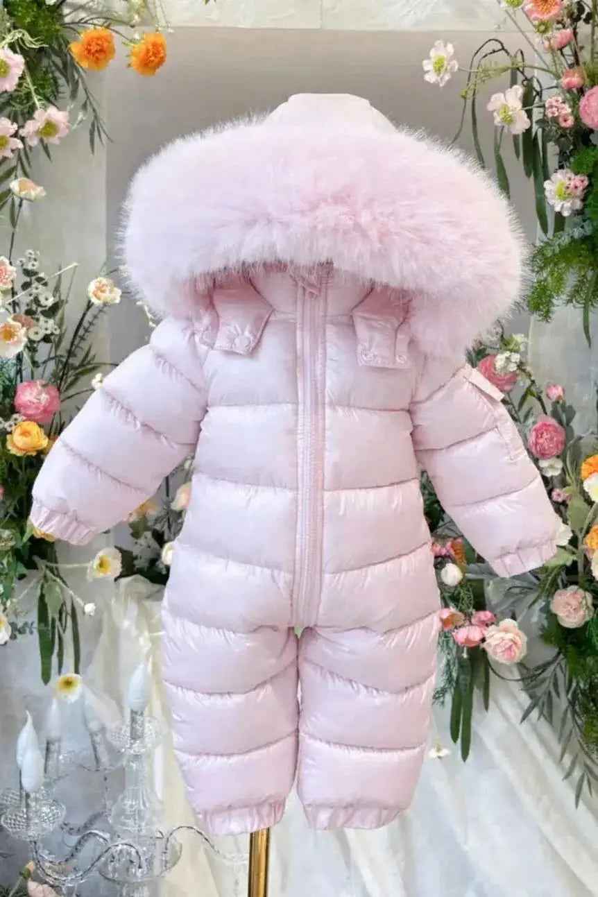 Baby Pink Detachable Fur & Skirt Snowsuit - In Stock