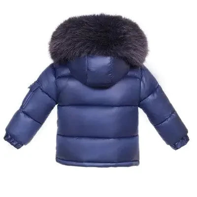 Darker Navy Blue Fur Hood Unisex Coat Dainty Delilah