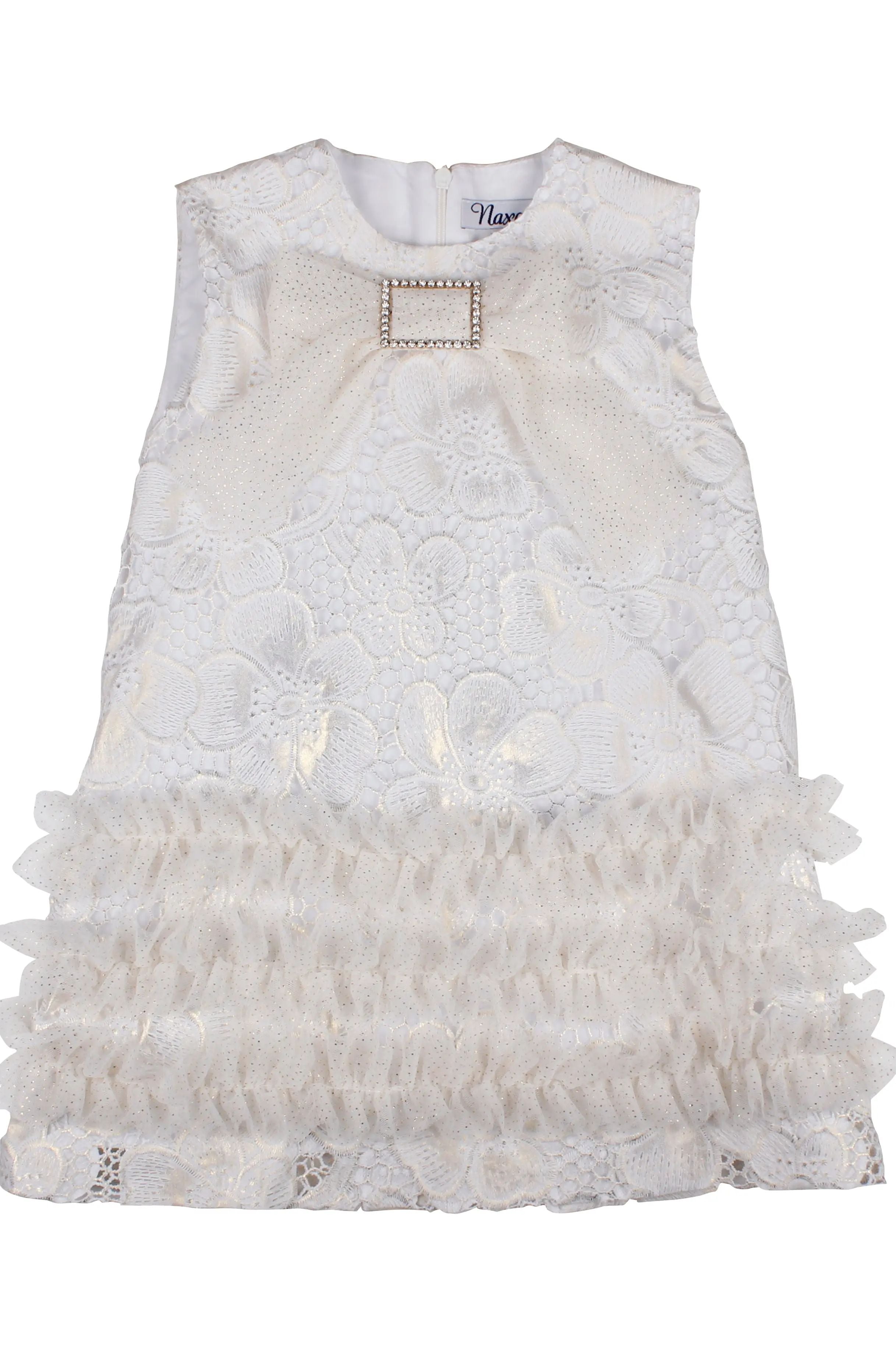 SS26 Naxos Girls Gold Glitter Lace Tulle Dress Naxos