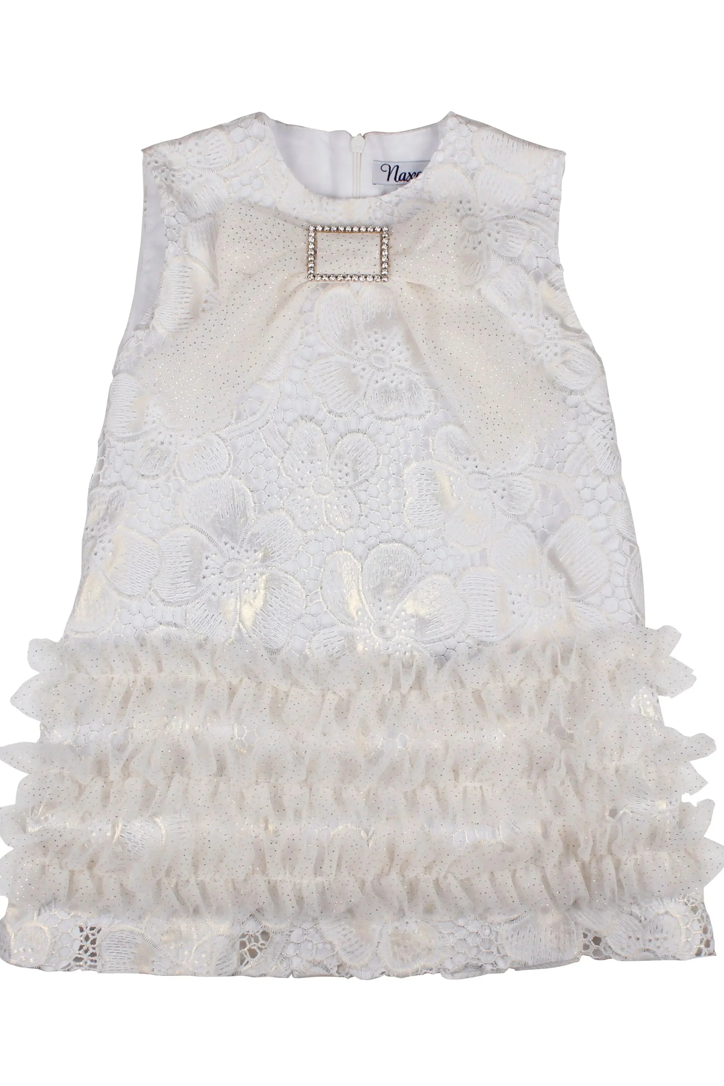 SS26 Naxos Girls Gold Glitter Lace Tulle Dress Naxos