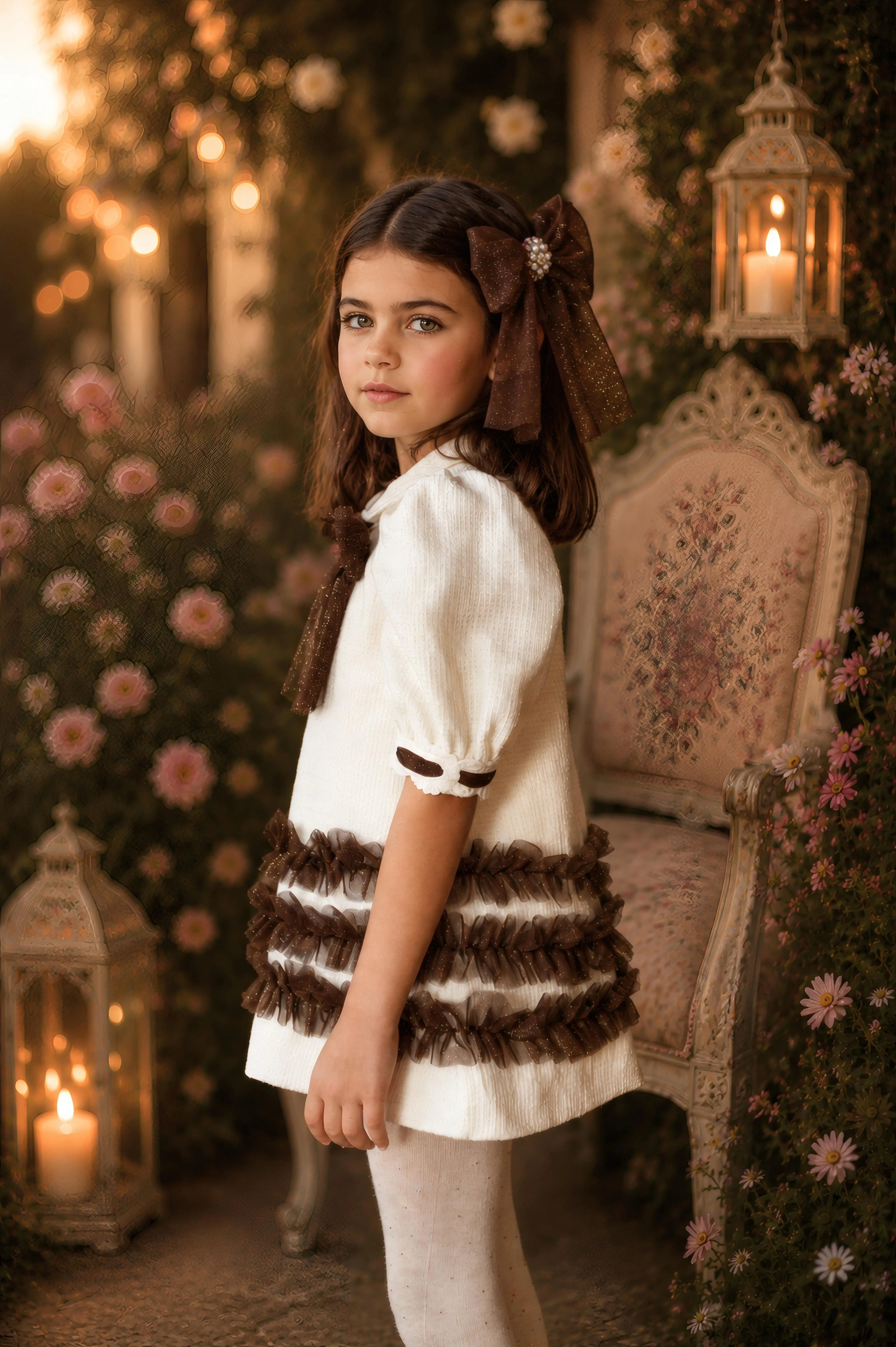 AW26 Naxos Chocolate Glitter Tulle A Line Dress Naxos
