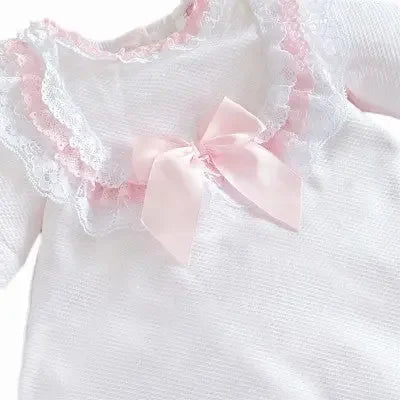 Baby Girls Pink A Line Pique Bow Dress Dainty Delilah