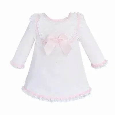 Baby Girls Pink A Line Pique Bow Dress Dainty Delilah