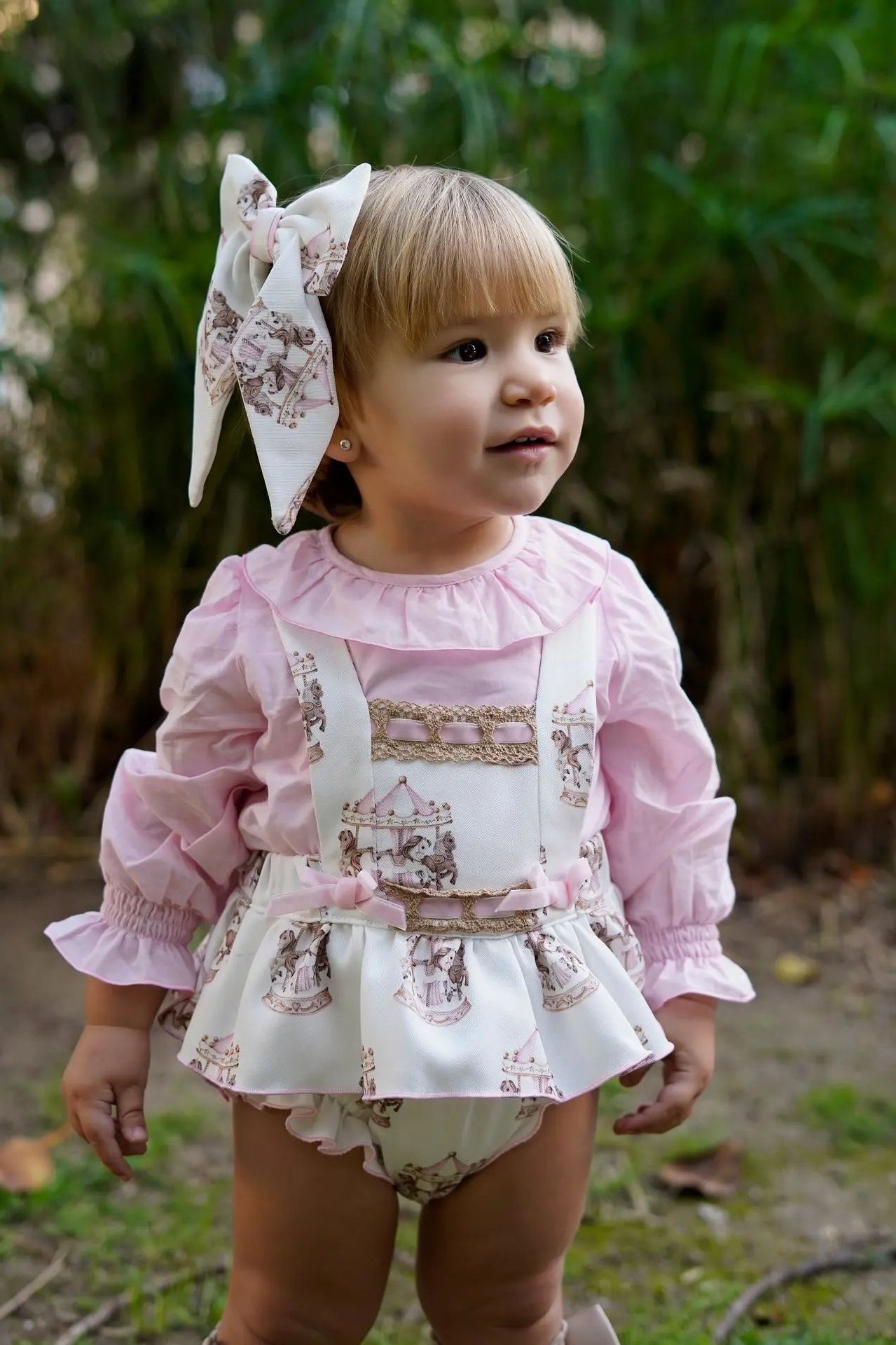 AW25 Babine Girls Pink Carousel Romper Set Babine
