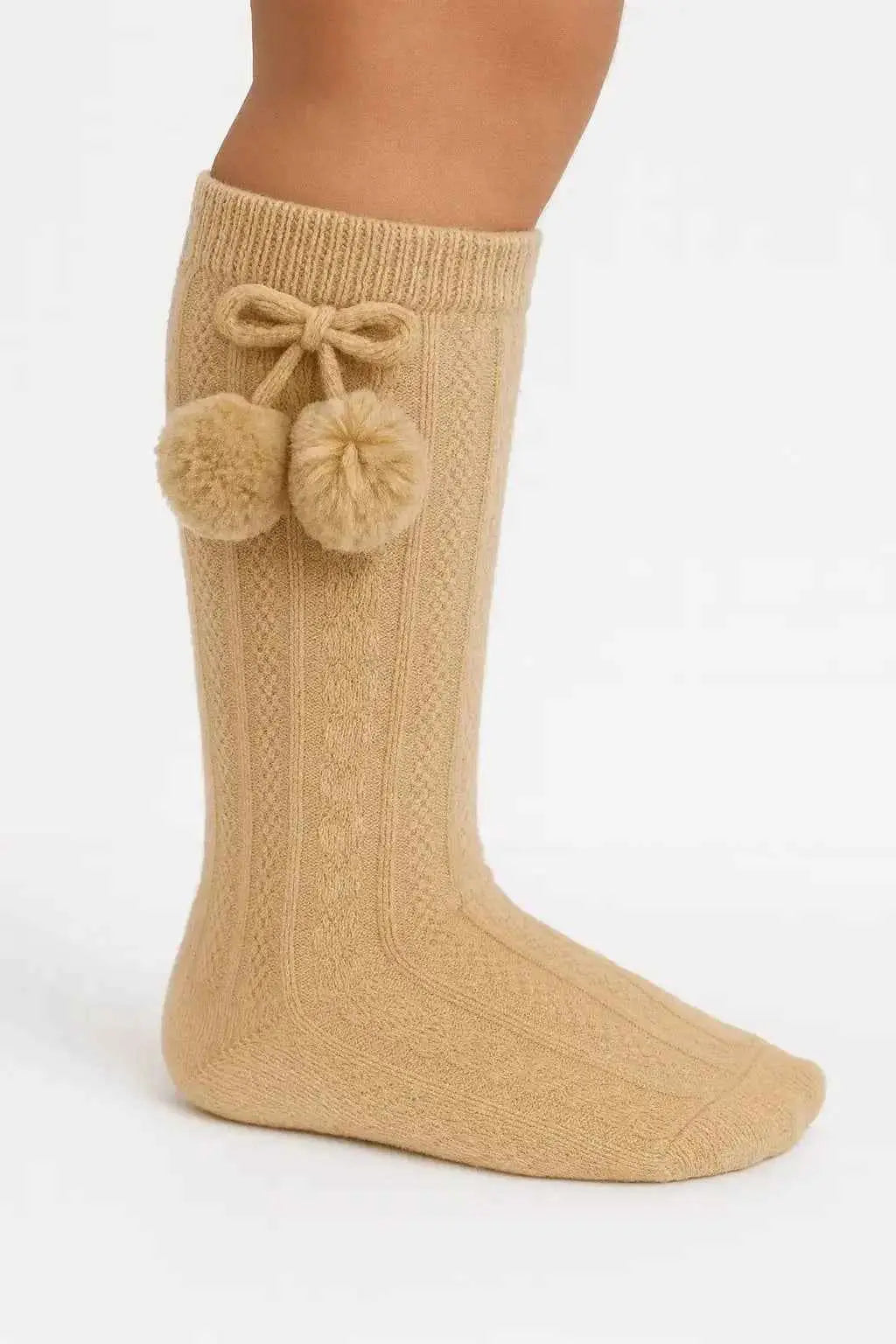 Camel Spanish PomPom Knee Socks
