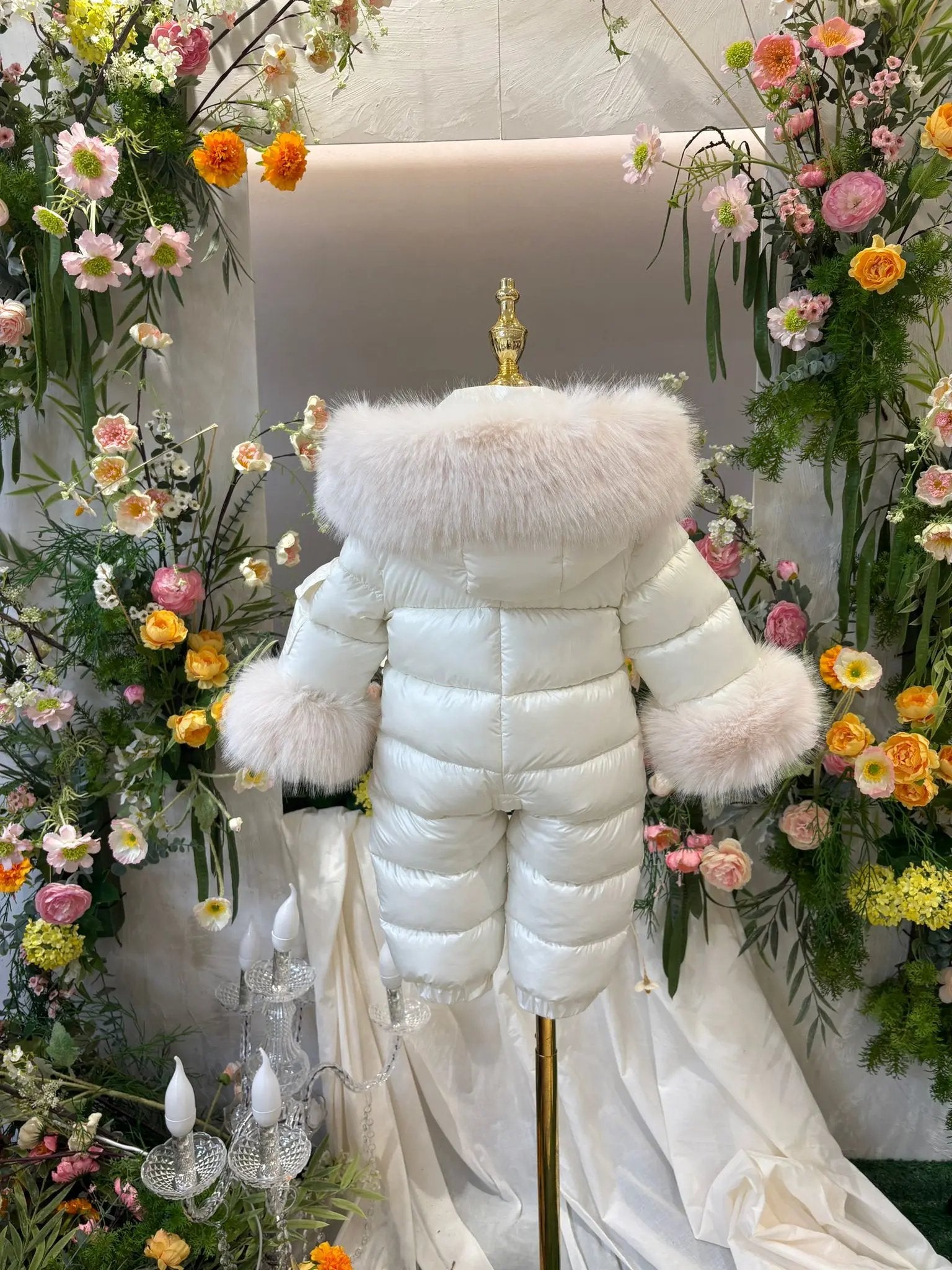 Cream Detachable Fur Snowsuit Dainty Delilah