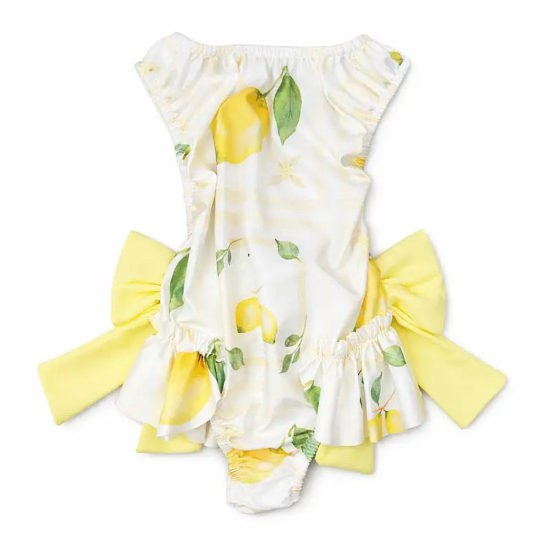 Girls Summer Lemon Frilly Bow Swimming Costume Dainty Delilah