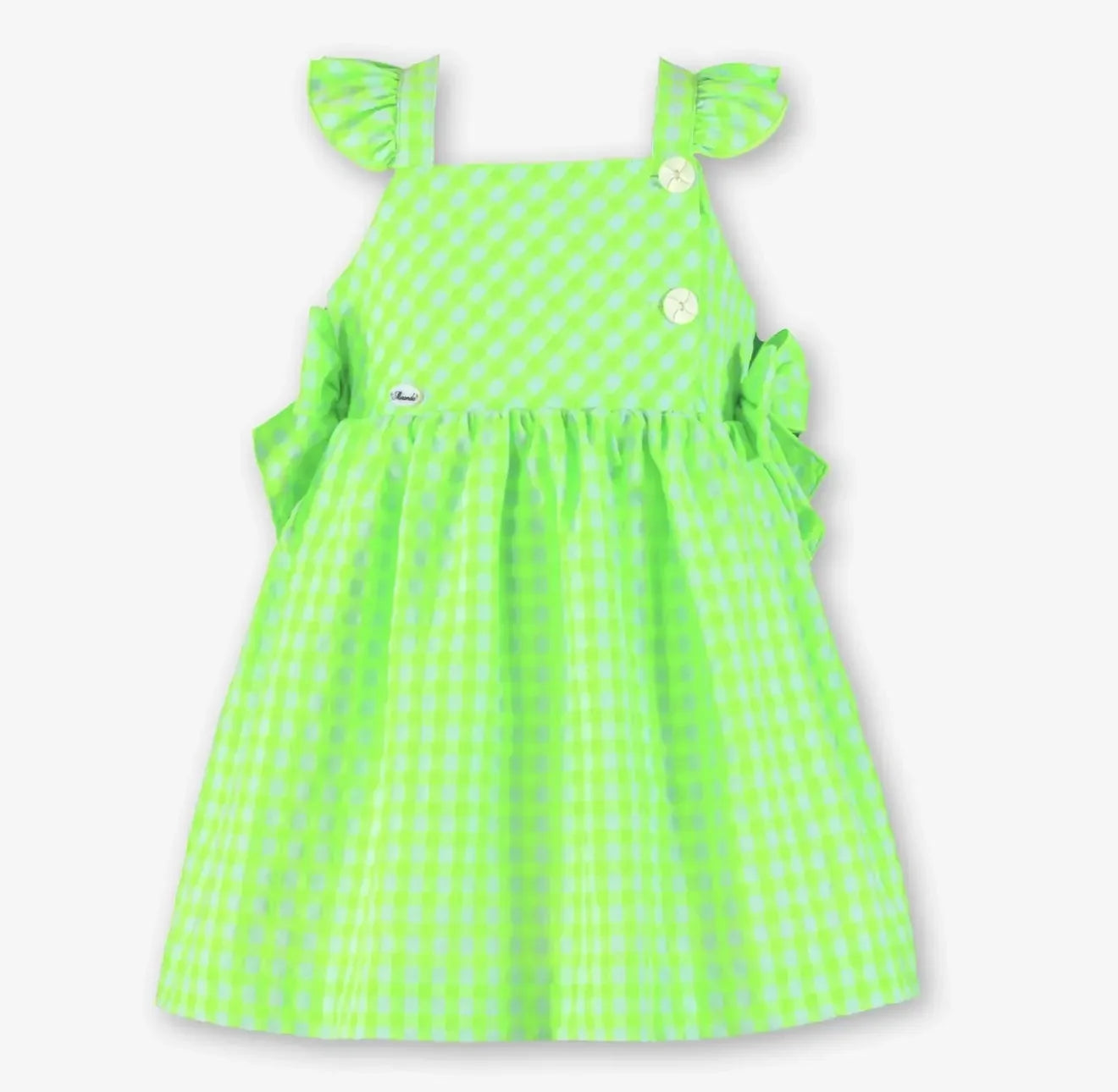 Miranda Girls Neon Lime Check Sun Dress Miranda
