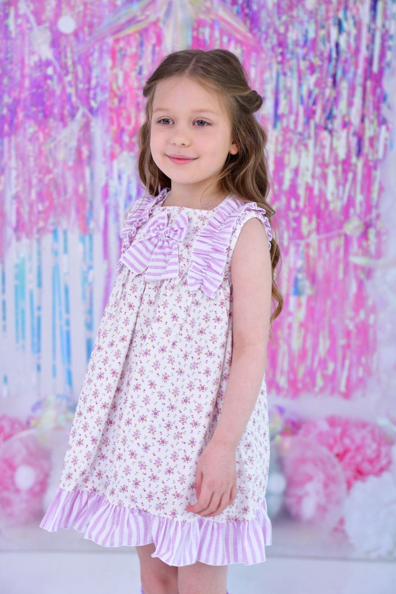 SS24 Lor Miral Girls Lilac Floral Puffball Dress