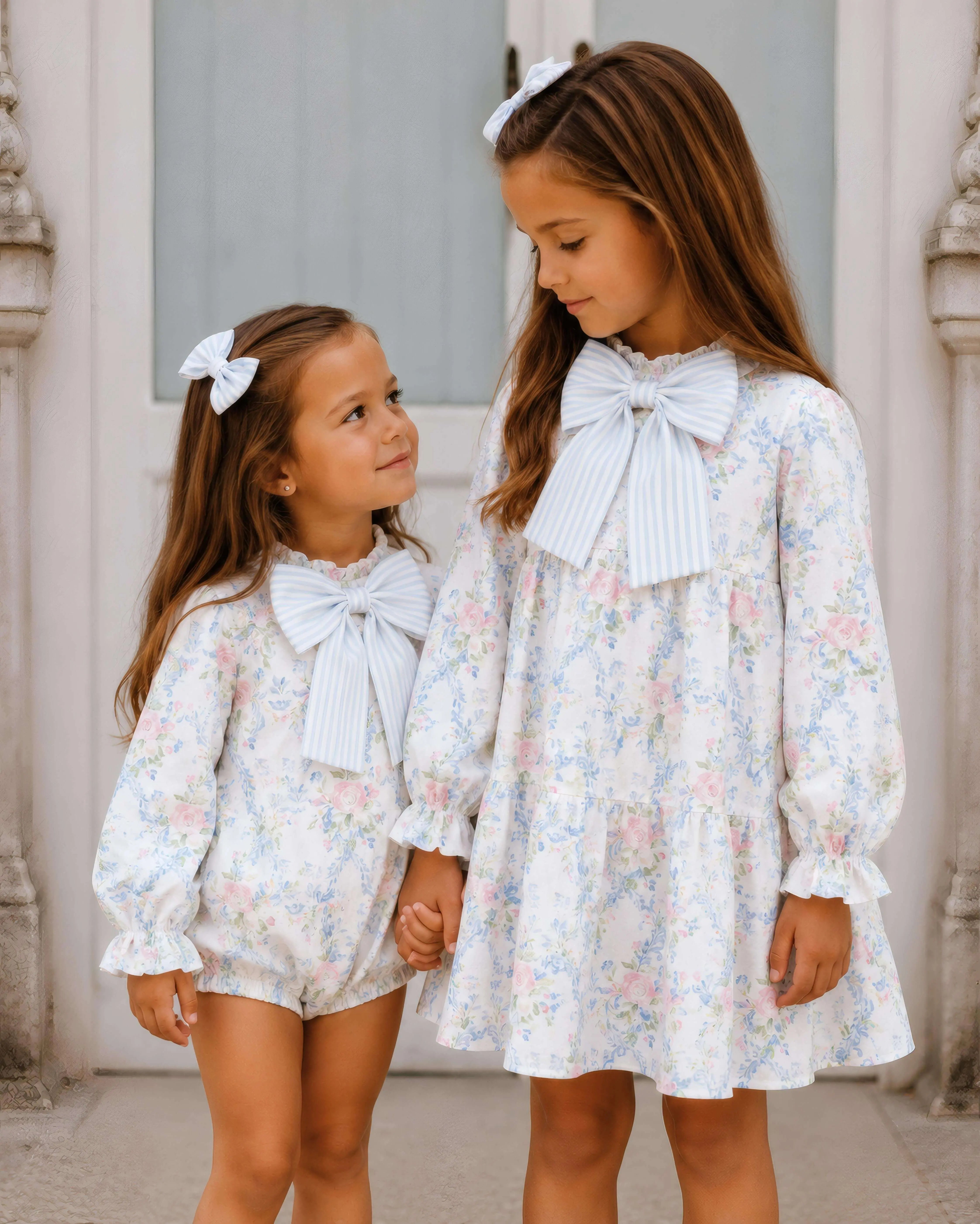 AW26 Dainty Delilah Blue Floral Puff Dress Dainty Delilah