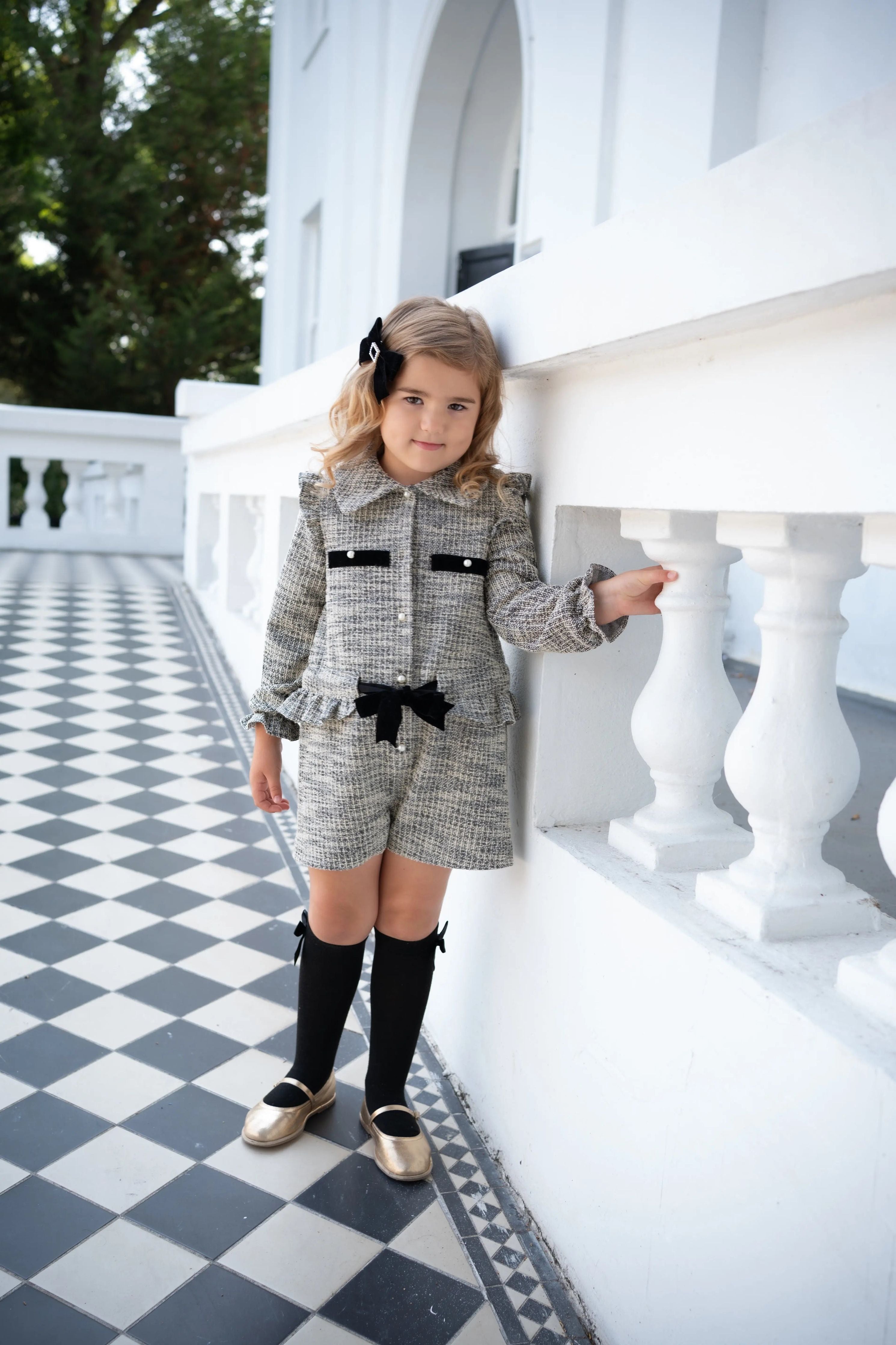 AW25 Babine Girls Black Tweed Jumpsuit Babine