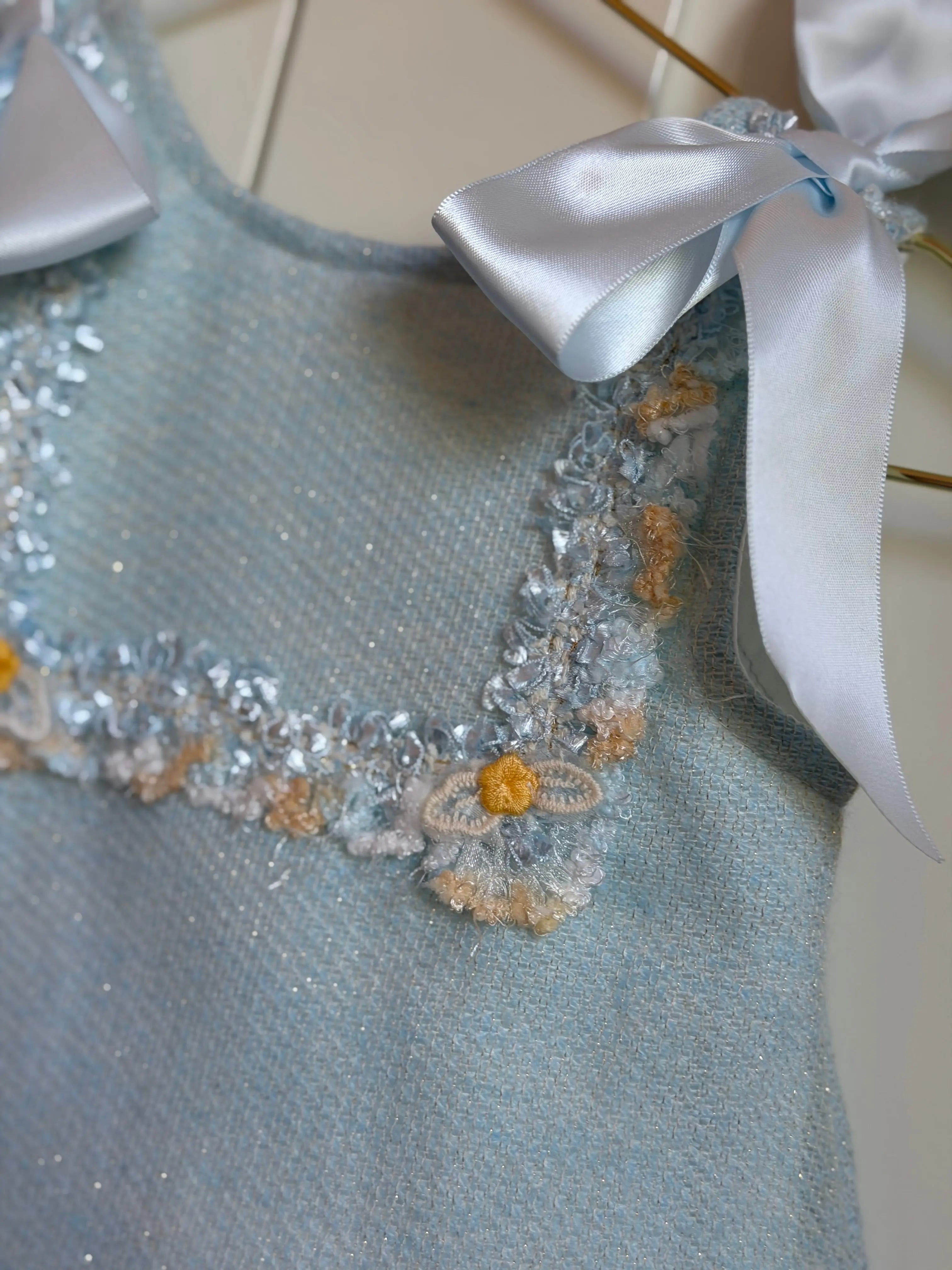 SS26 Baby Girls Blue Open Back Tulle Dress Dainty Delilah