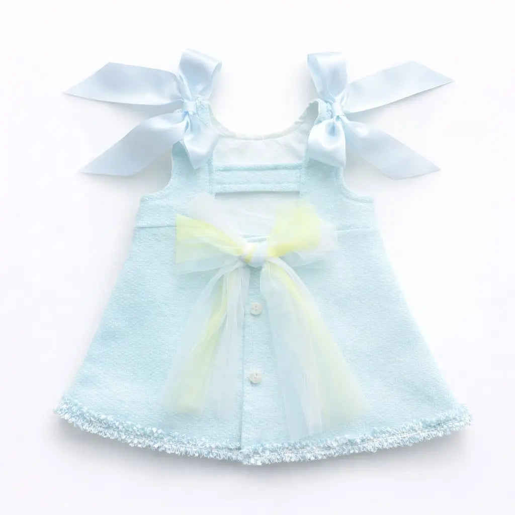 SS26 Baby Girls Blue Open Back Tulle Dress Dainty Delilah