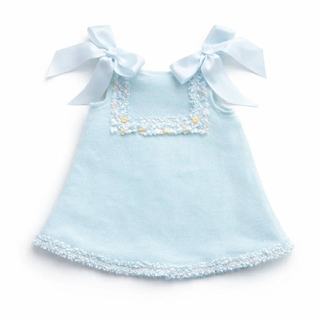 SS26 Baby Girls Blue Open Back Tulle Dress Dainty Delilah