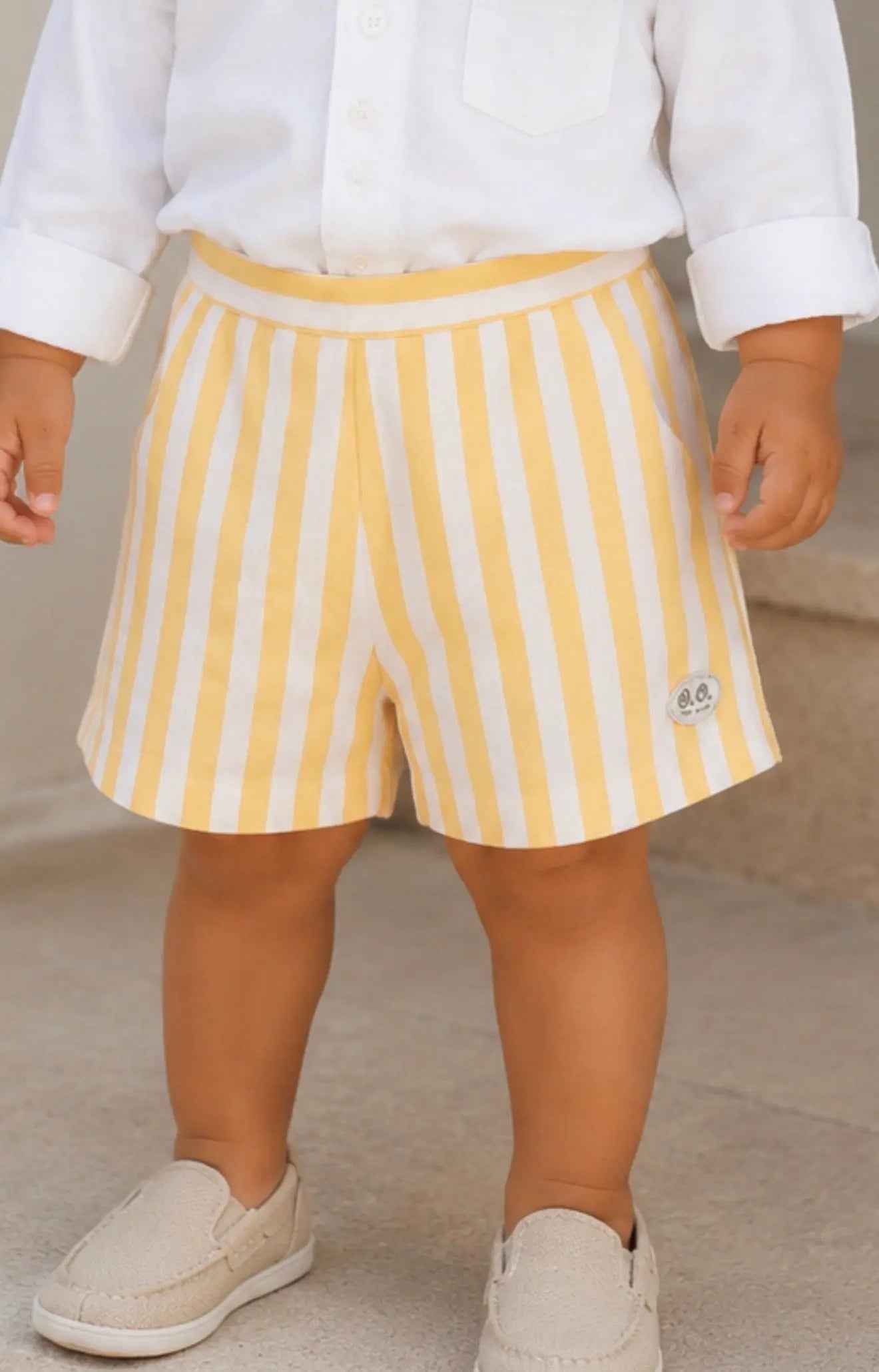SS26 Babine boys yellow stripe shorts