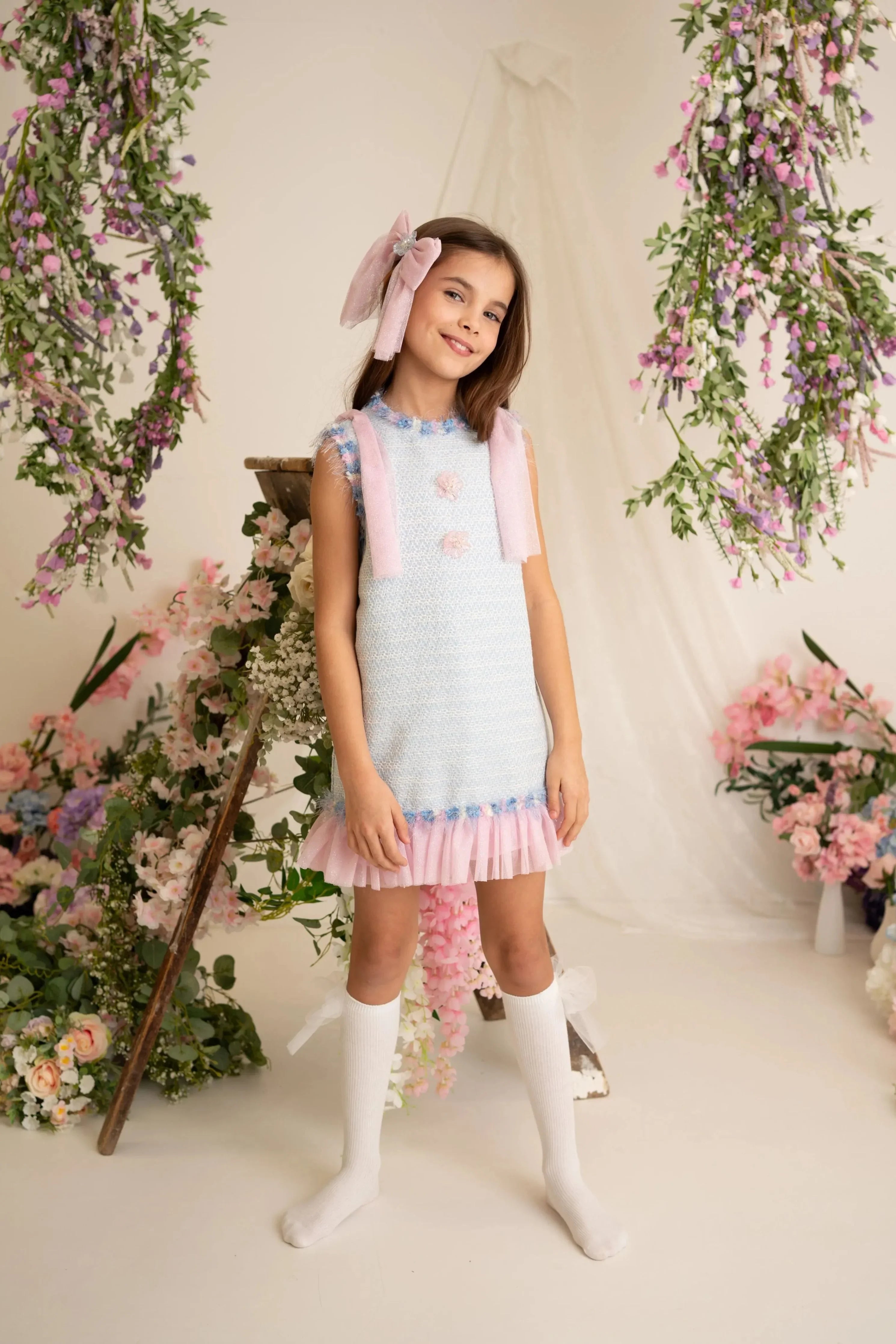 SS26 Naxos Girls Bubblegum Glitter Tulle Dress Naxos