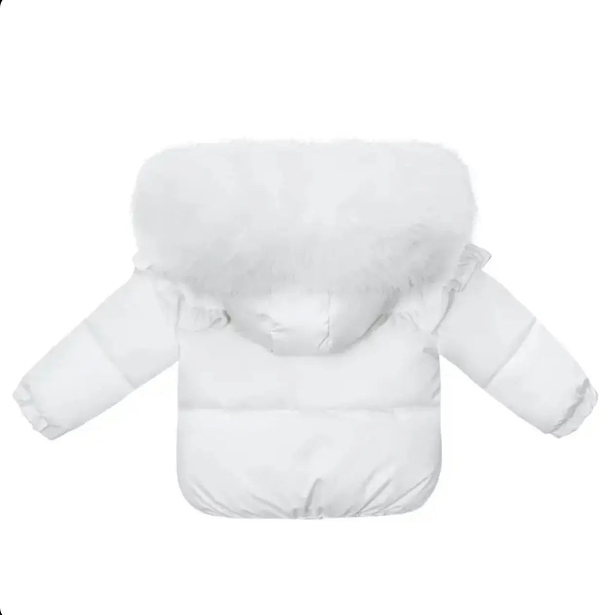 Girls White Frilly Fur Hood Puffa Coat Dainty Delilah